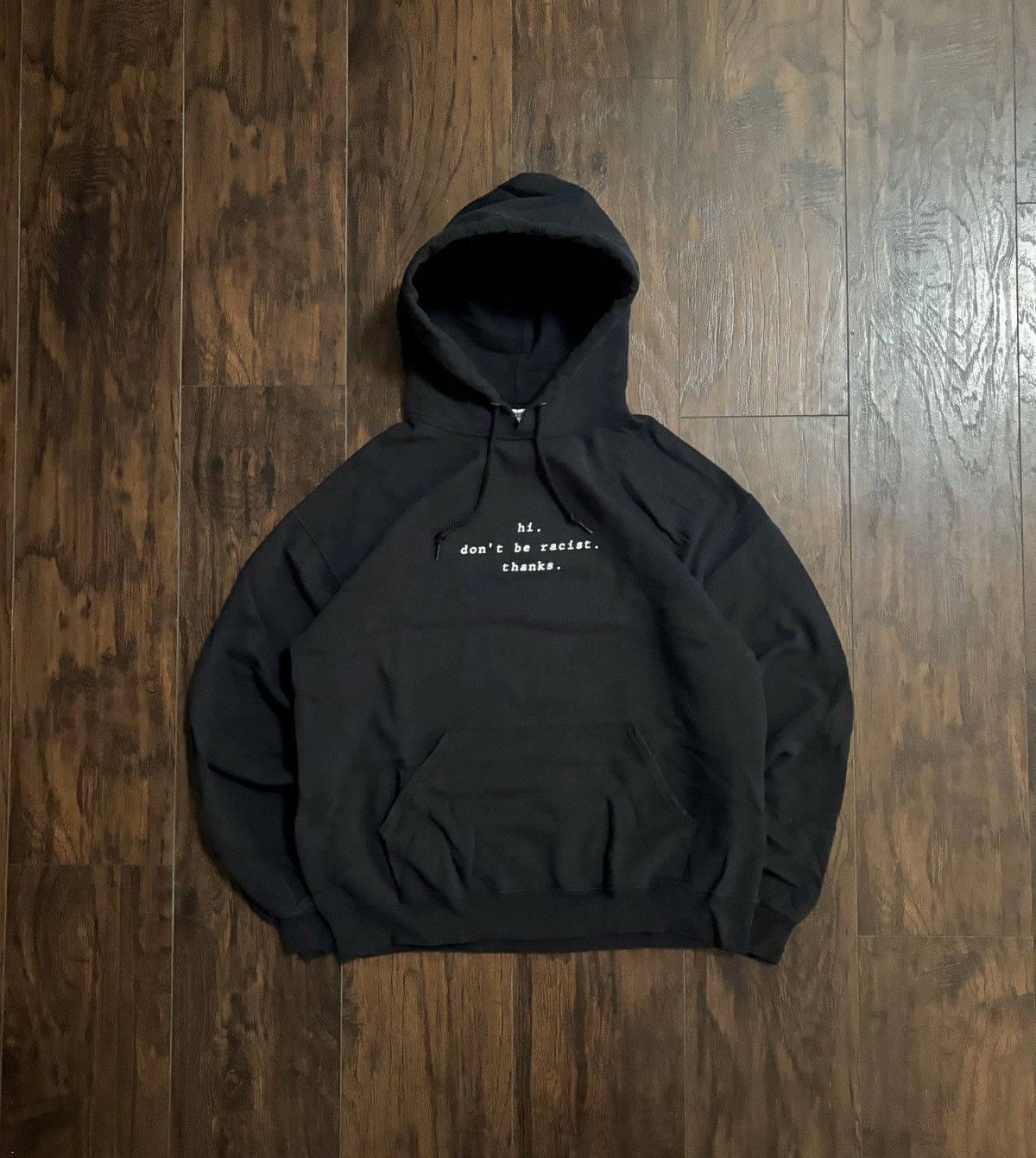 Jerzees Vintage y2k “hi don’t be racist thanks” humor hoodie L Size US L / EU 52-54 / 3 - 2 Thumbnail