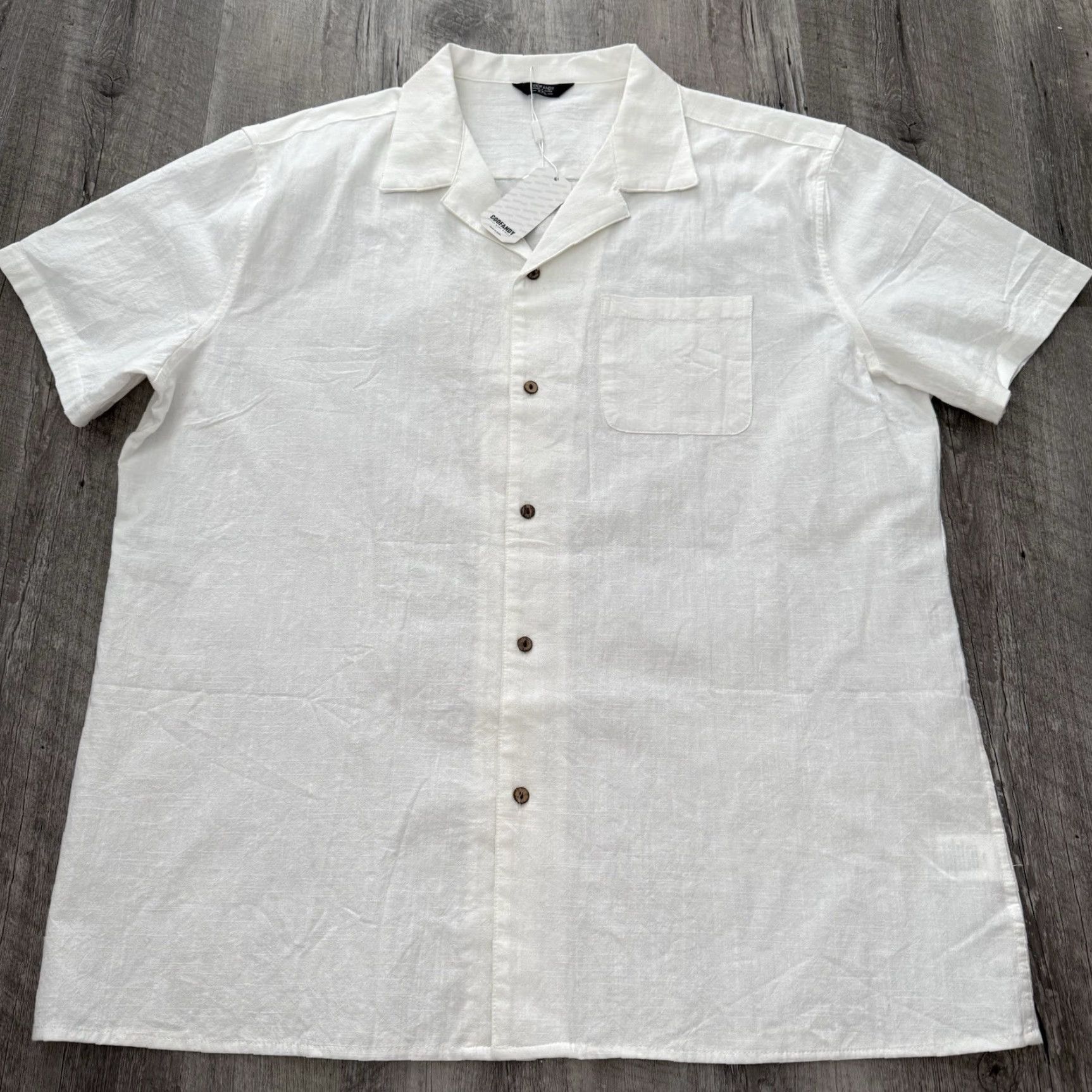 Vintage Coofandy Shirt Mens XXL Beige Short Sleeve Hawaiian Club Button-Up NEW Size US XXL / EU 58 / 5 - 8 Thumbnail
