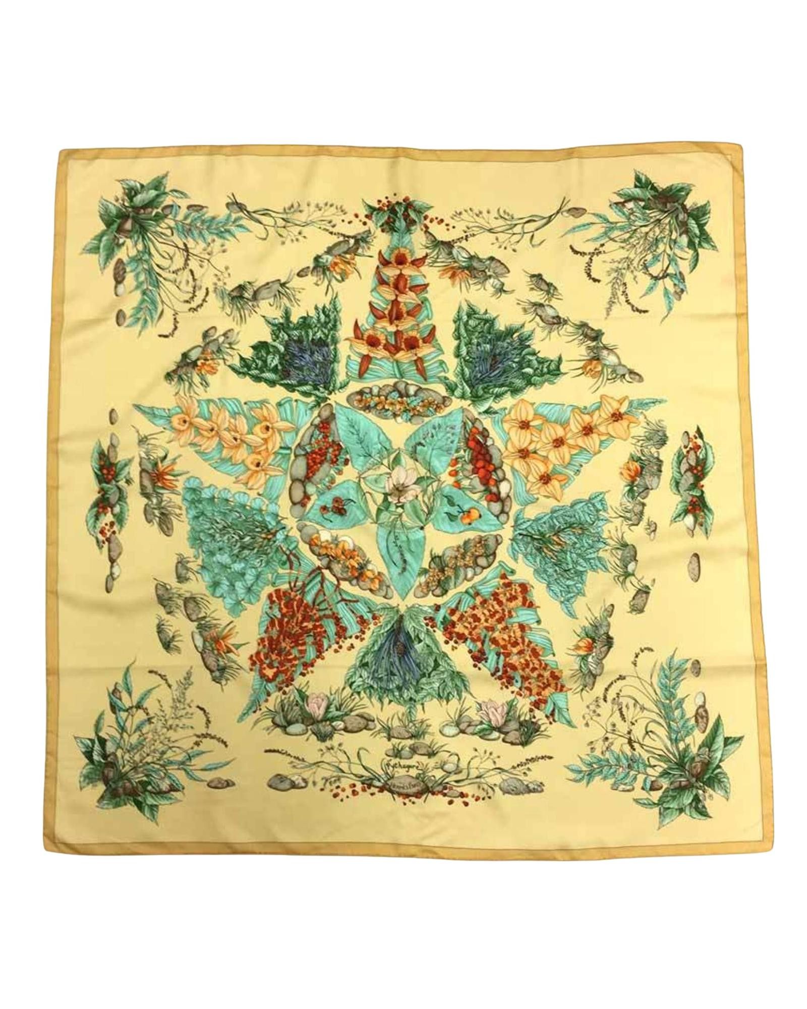 image of Hermes Silk Designer Scarf in Beige, Women's