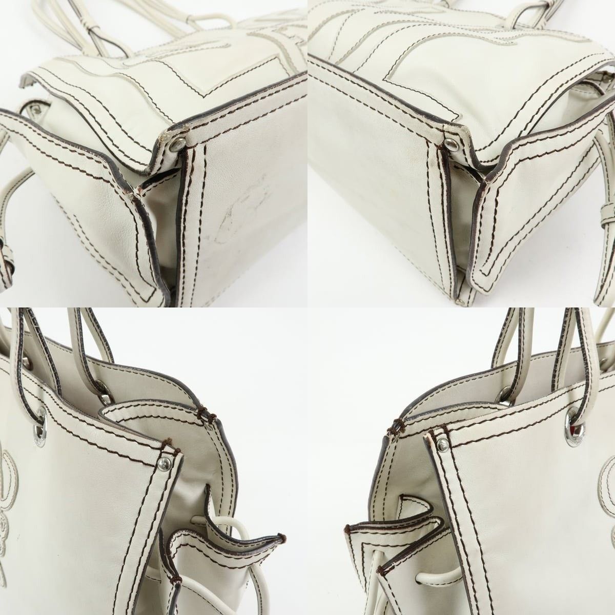 Loewe Loewe Anagram Shopper Calfskin Shoulder Bag White Size ONE SIZE - 5 Thumbnail