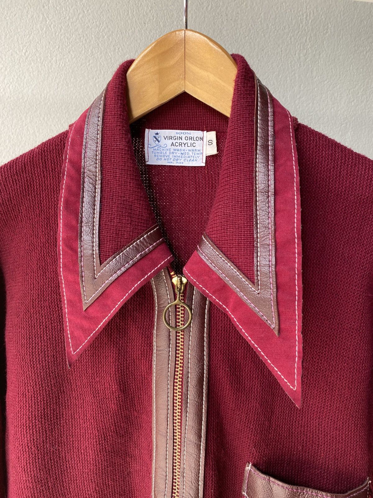 Vintage VIRGIN ORLON ACRYLIC Red Silk Shirt with Brown Leather Trim Size US S / EU 44-46 / 1 - 16 Thumbnail