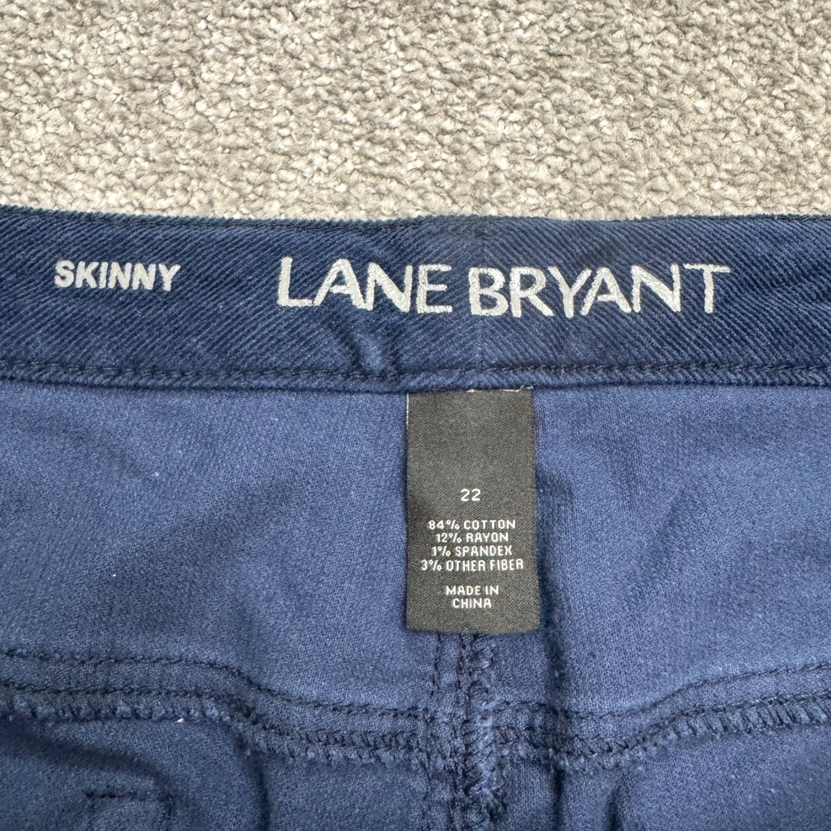 Vintage Lane Bryant Womens Pants Skinny Corduroy 22 Blue High Rise Stretch Casual Cotton Blend Size 40" / US 18 - 4 Thumbnail