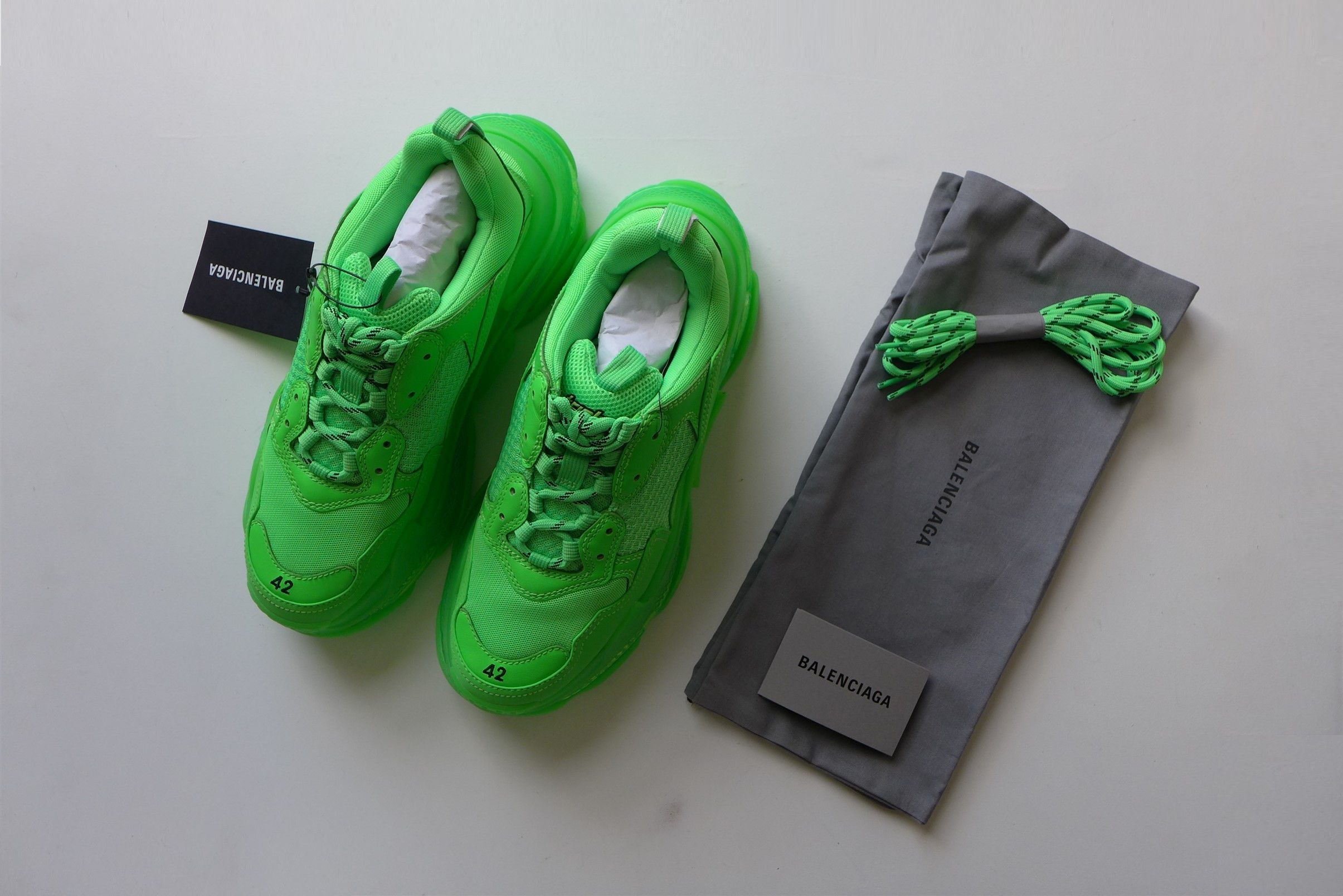 Balenciaga Balenciaga Triple S Sneakers - Neon Green Size US 9 / EU 42 - 1 Thumbnail