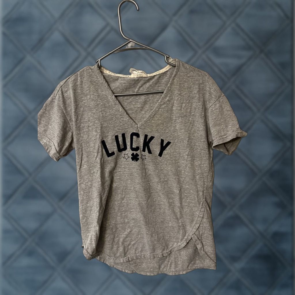 Lucky Brand Lucky Brand Sleep Shirt Womens Small Gray Solid Long Sleeve V Neck Lounge S/S Regular Cotton Modal Nightwear Size S / US 4 / IT 40 - 1 Thumbnail