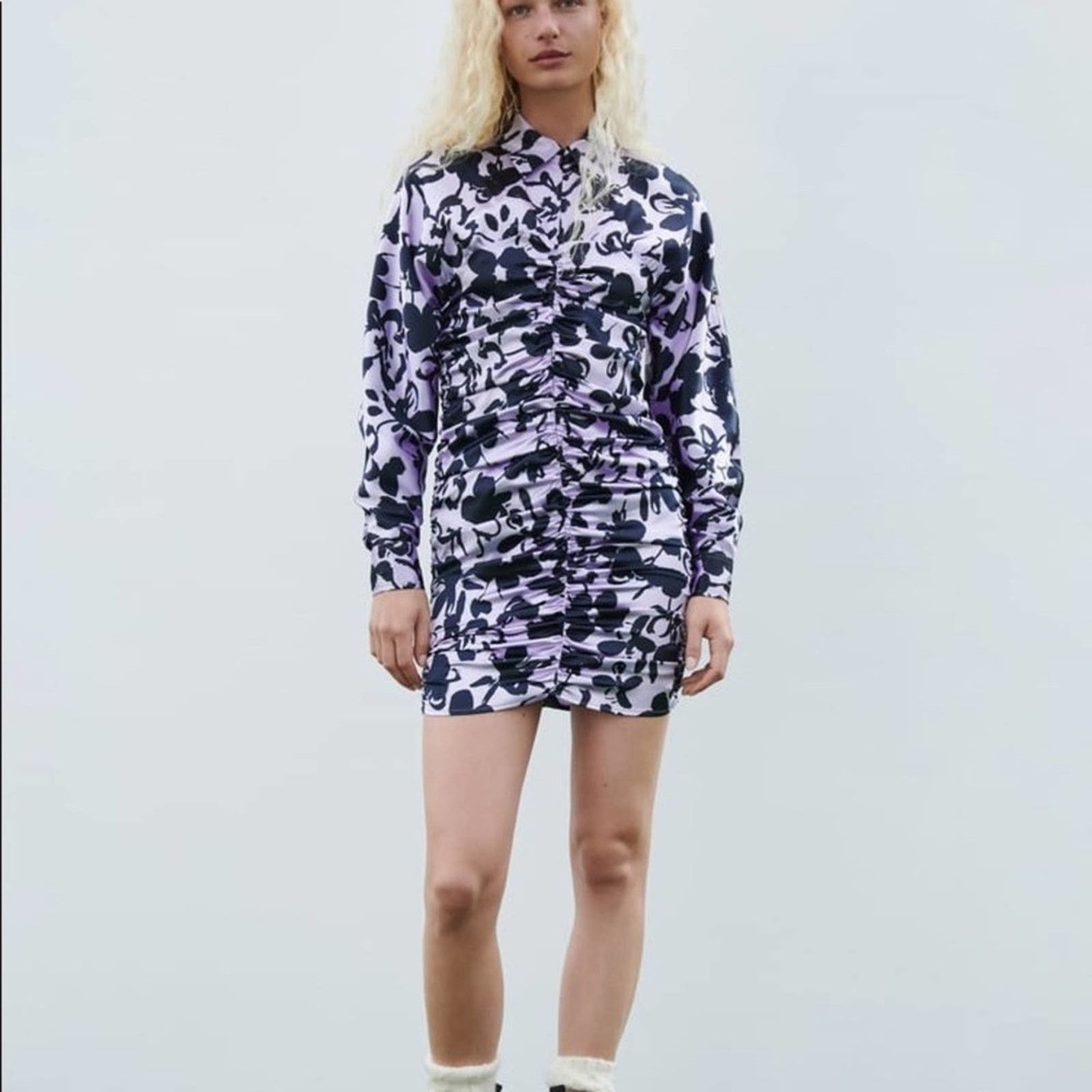 Zara - ZARA BLOGGER FAVORITE SATIN EFFECT PRINT DRESS Size XL / US 12-14 / IT 48-50 - 7 Thumbnail