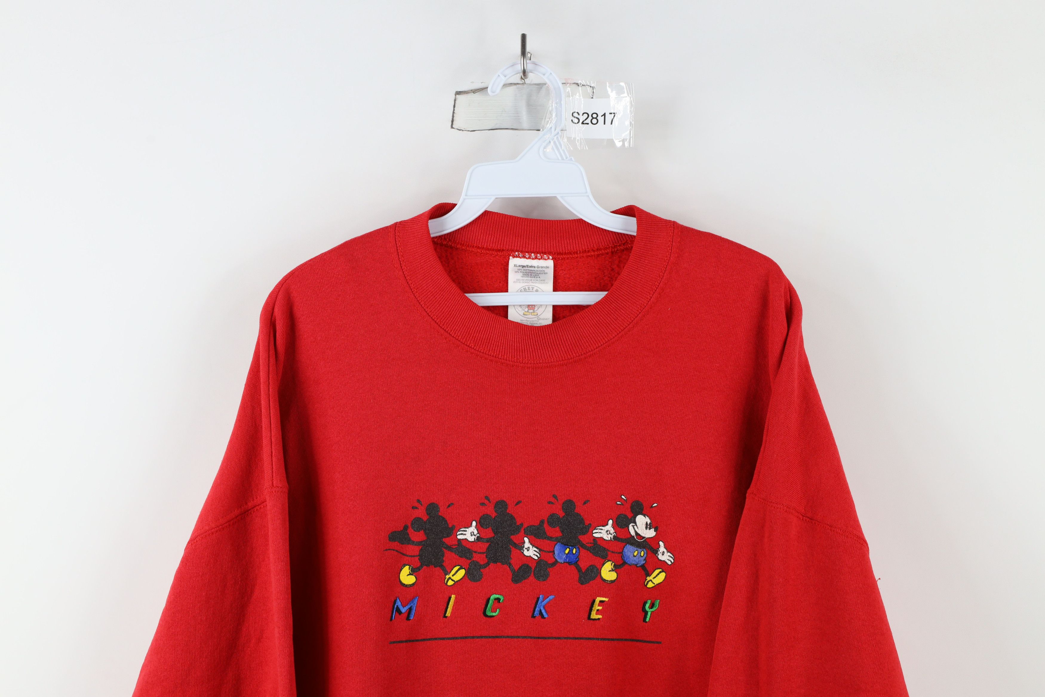 Disney × Vintage Vintage 90s Disney Mickey Mouse Crewneck Sweatshirt Red USA Size US XL / EU 56 / 4 - 2 Thumbnail