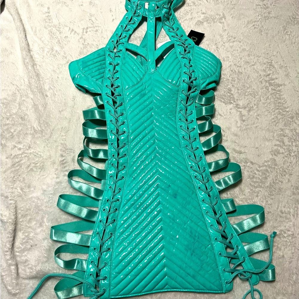 Designer Xs teal blue rude awakening mini dress club Exx festival Size XS / US 0-2 / IT 36-38 - 1 Thumbnail
