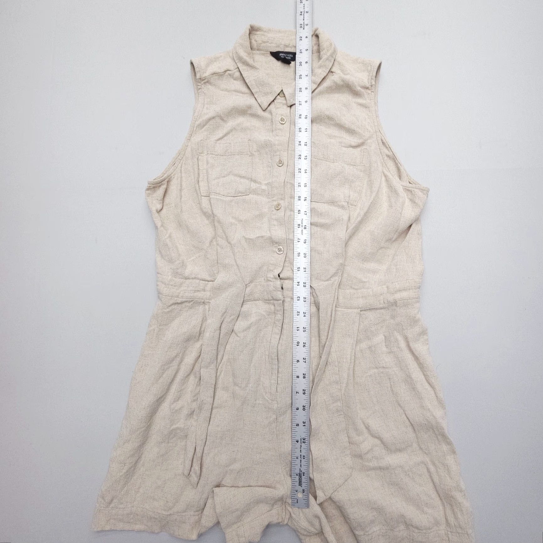 Vintage Simply Vera Vera Wang Jumpsuit Romper Women XL Beige Button Casual Minimalist Bohemian Size XL / US 12-14 / IT 48-50 - 5 Thumbnail