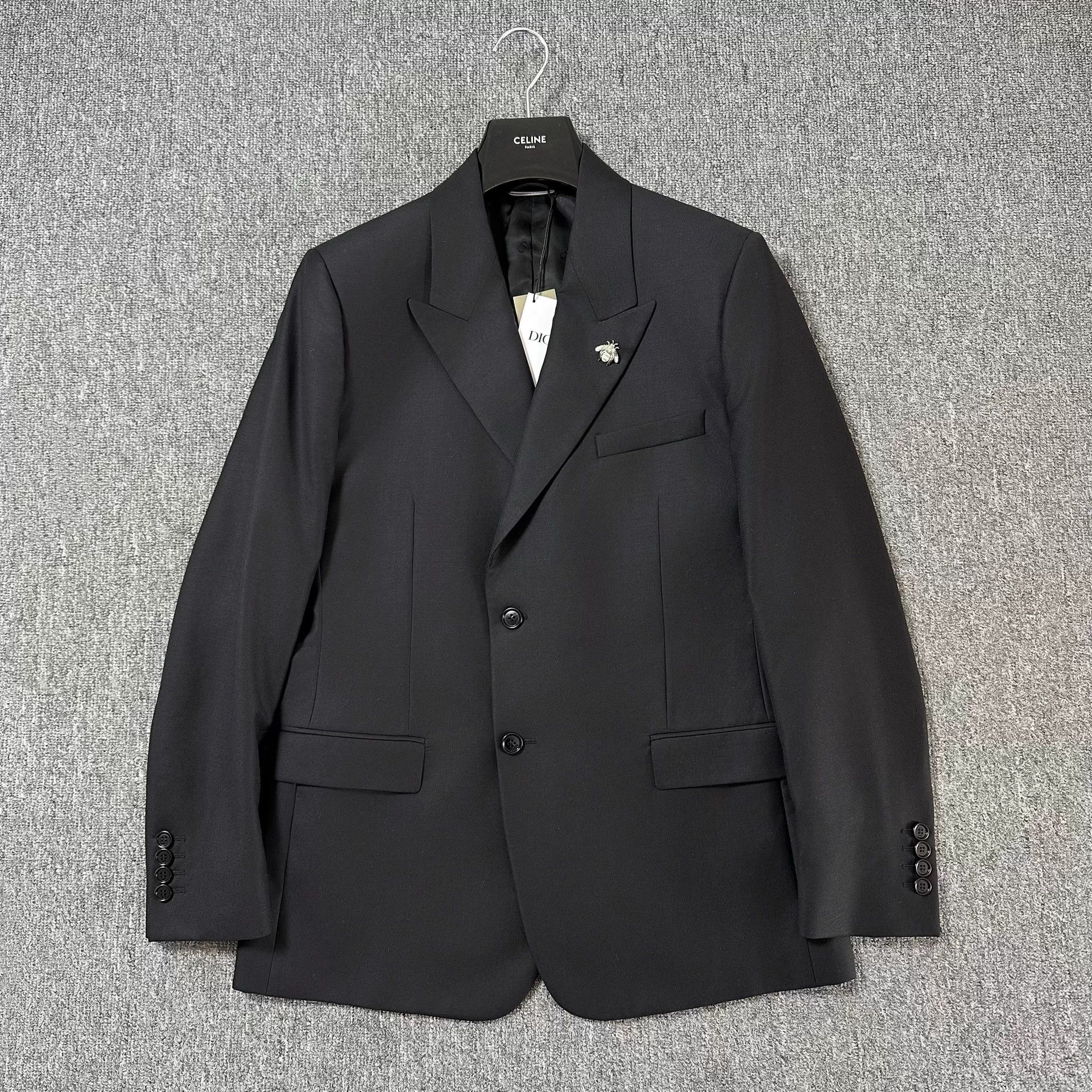 Dior Dior Black Rhinestone Bee Wool Tuxedo Jacket 48 Size 48L - 1 Thumbnail