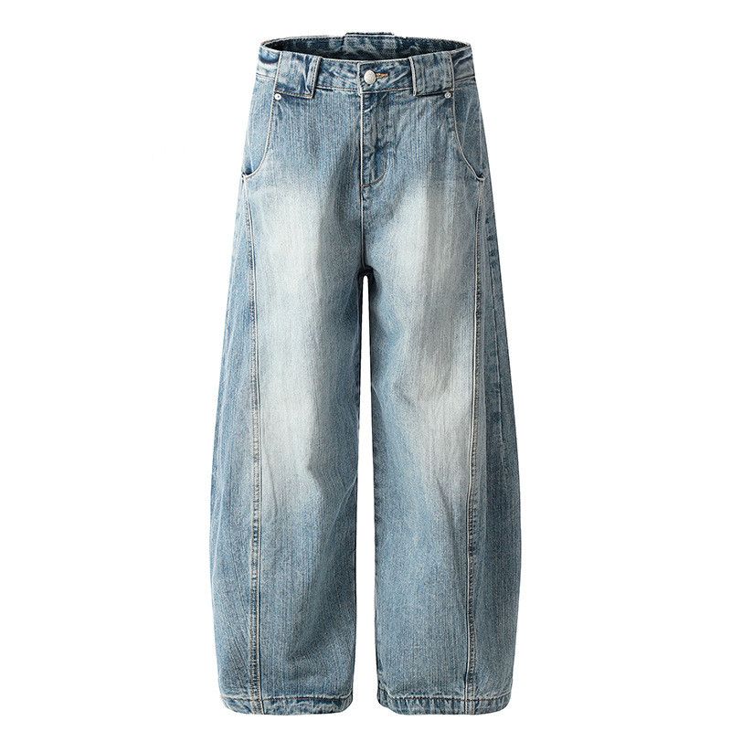 Vintage American distressed patchwork loose curved jeans for men Size US 32 / EU 48 - 1 Thumbnail
