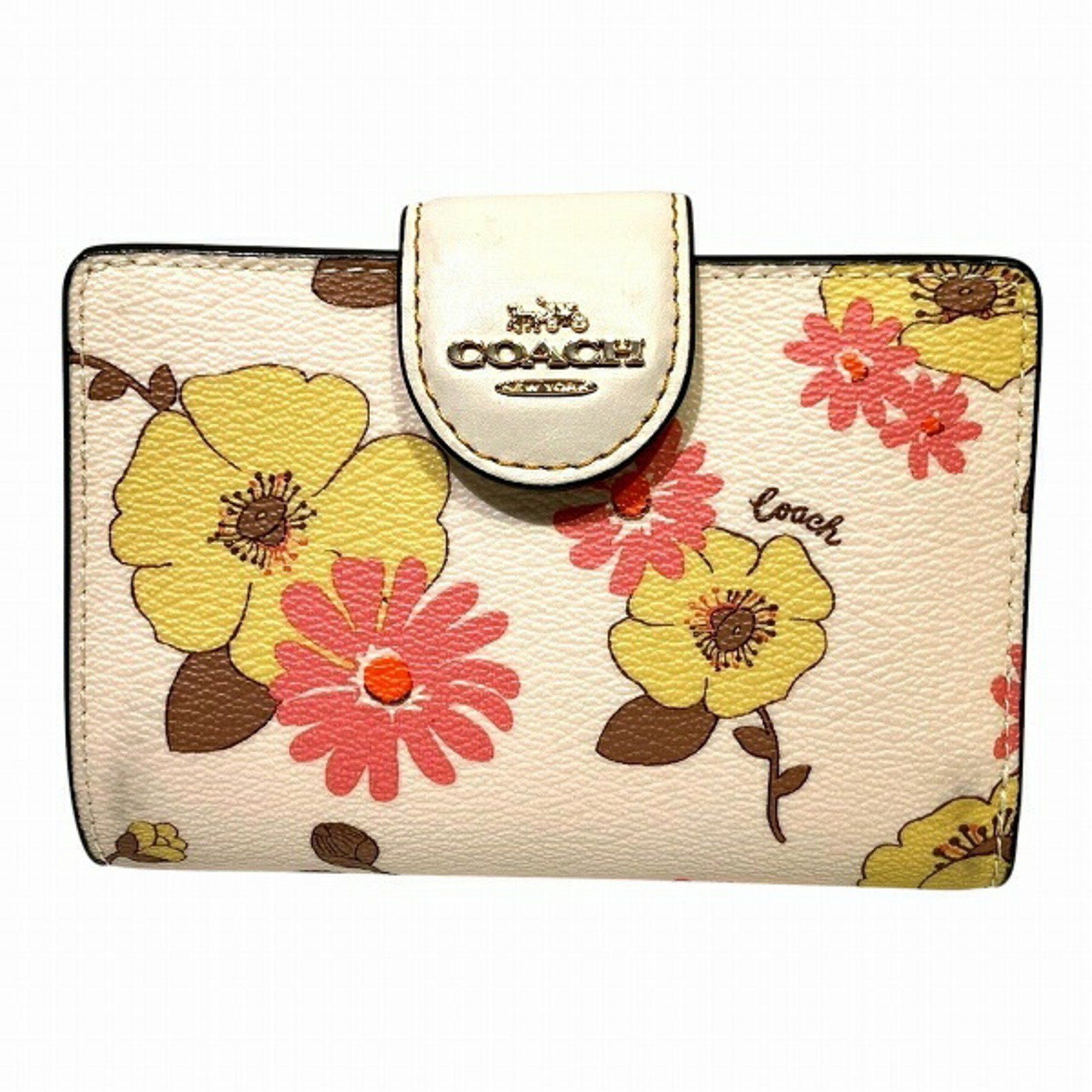 Coach Floral Cluster Print Medium Corner CH734 Bi-fold Wallet for