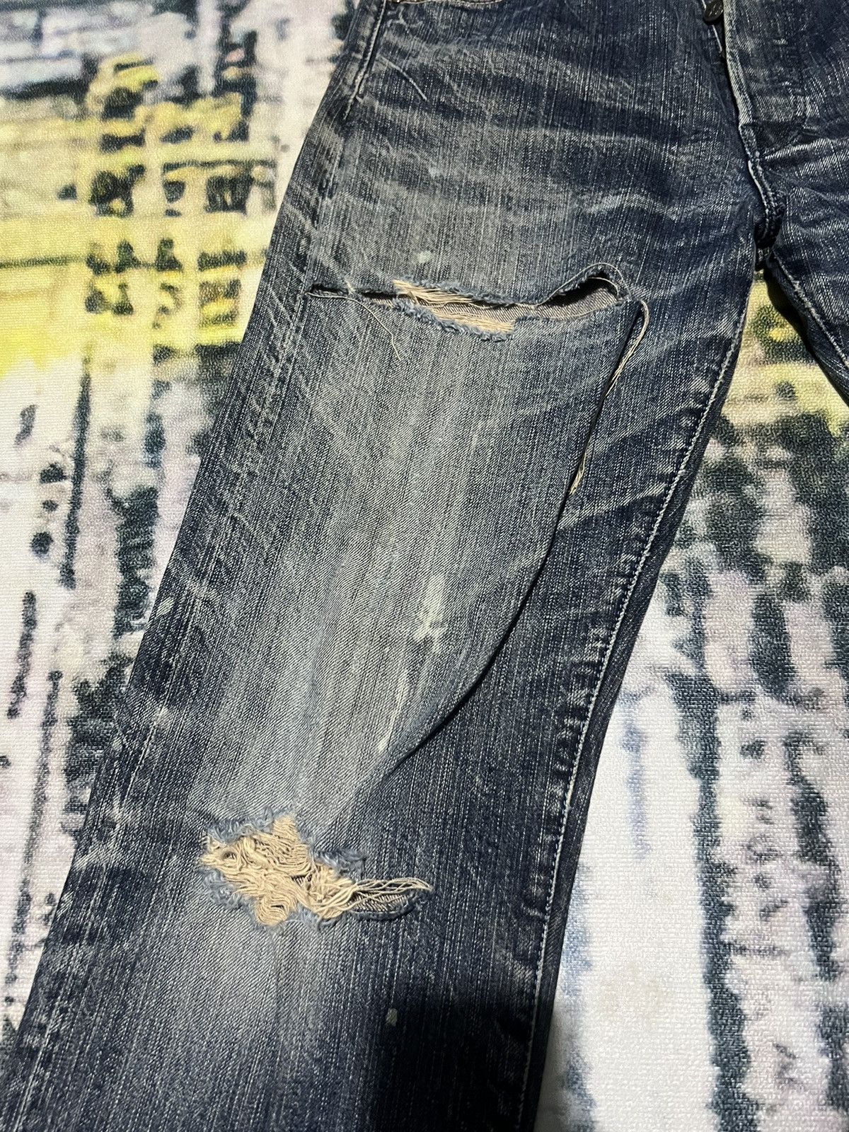 Distressed Evisu Yamane Denim 30 Size