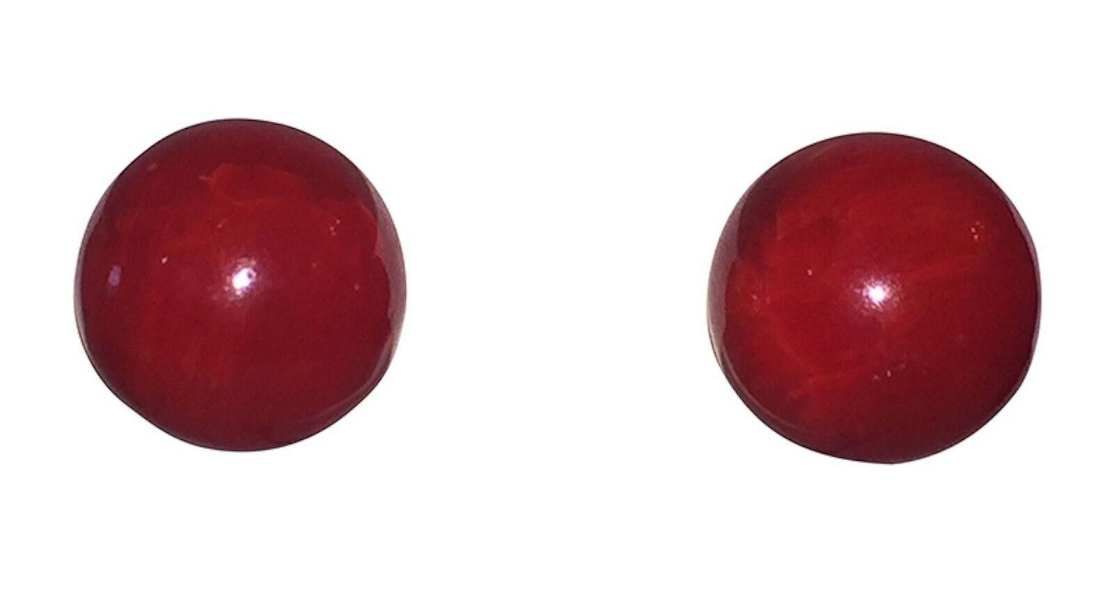Designer Red Swirl Bakelite Ball Earrings Size ONE SIZE - 1 Thumbnail