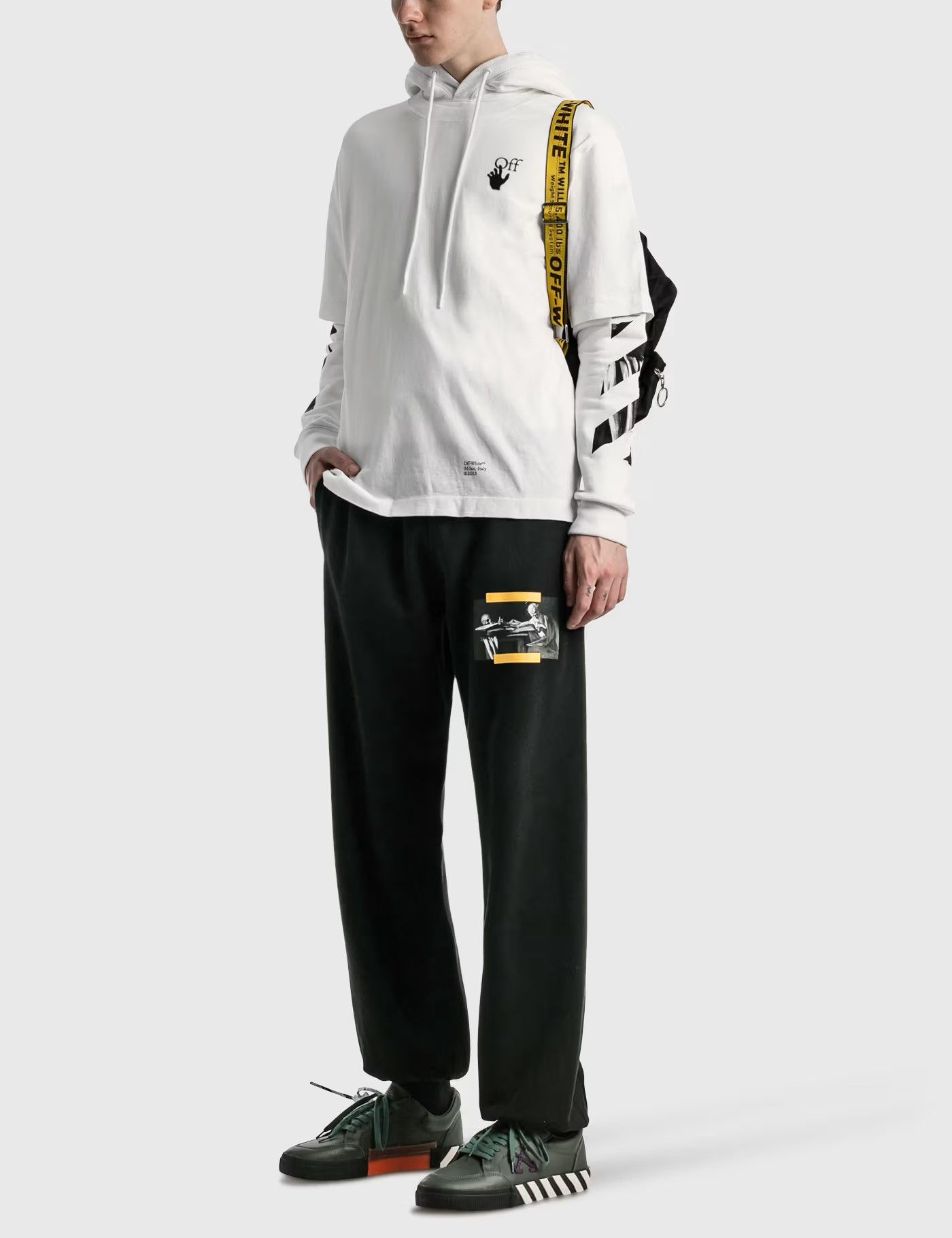 Off-White White Caravaggio Arrows Oversized Layered Tee Hoodie Size US XS / EU 42 / 0 - 4 Thumbnail