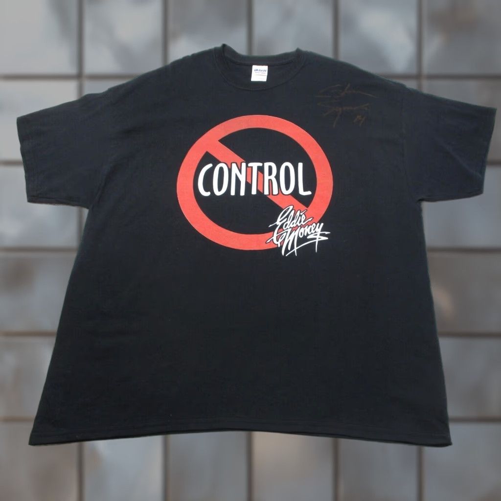 Vintage VINTAGE Eddie Money Shirt Adult 2XL Black No Control Rock Concert Signed By Drummer Glenn Symmonds Mens Graphic Tee 1990s Size US XXL / EU 58 / 5 - 1 Thumbnail