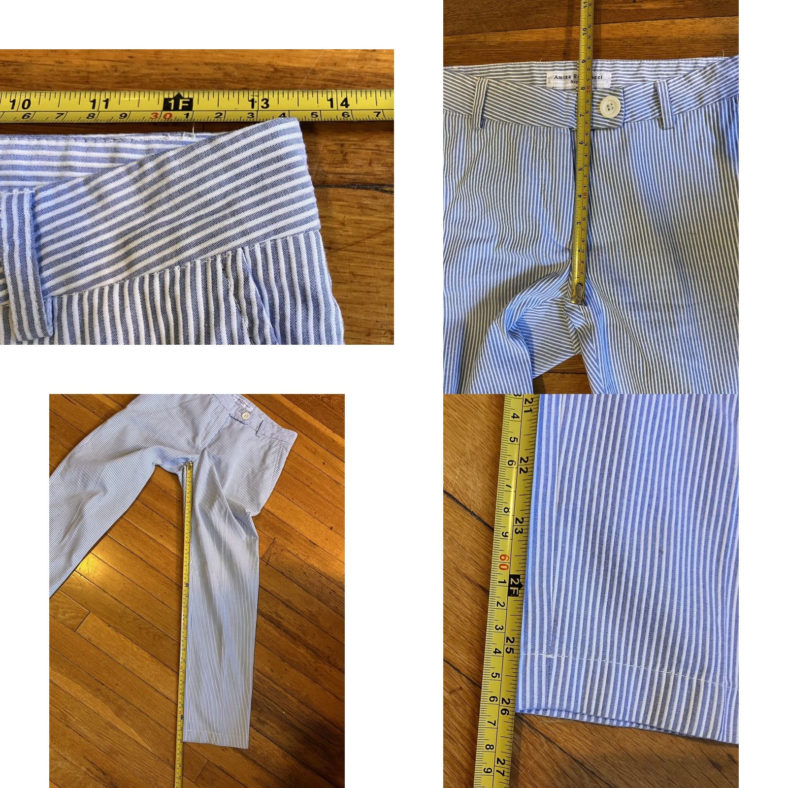 Rubinacci Amina Rubinacci Divino O Seersucker Pants Women’s 40 XS Blue Striped Italy Pants Women’s 40 XS Blue Seersucker Striped Vintage No Size 27" / US 4 / IT 40 - 9 Thumbnail