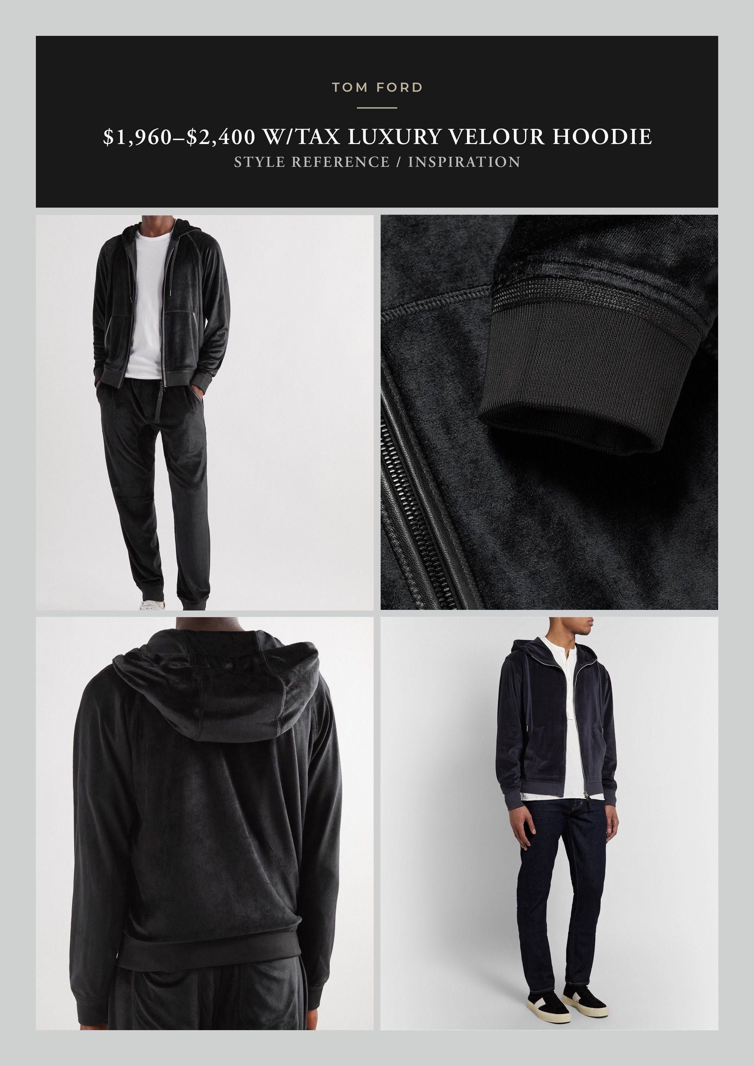 Tom Ford Best Dressed $1,850 w/Tax Velour Luxury Double Zip Hoodie Size US M / EU 48-50 / 2 - 18 Thumbnail