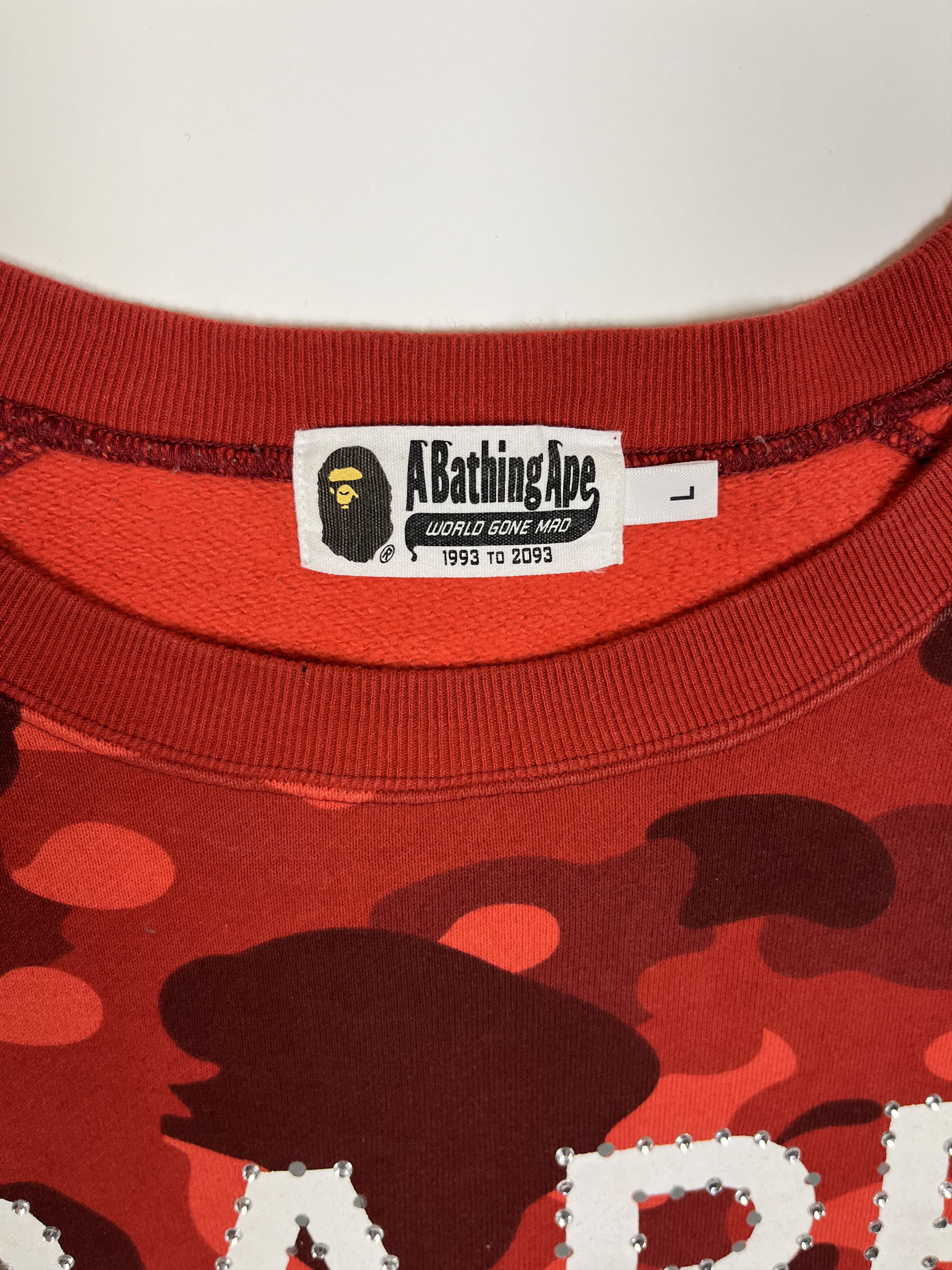 Bape BAPE x Swarovski Red Crazy Camo Crewneck Size US M / EU 48-50 / 2 - 6 Thumbnail