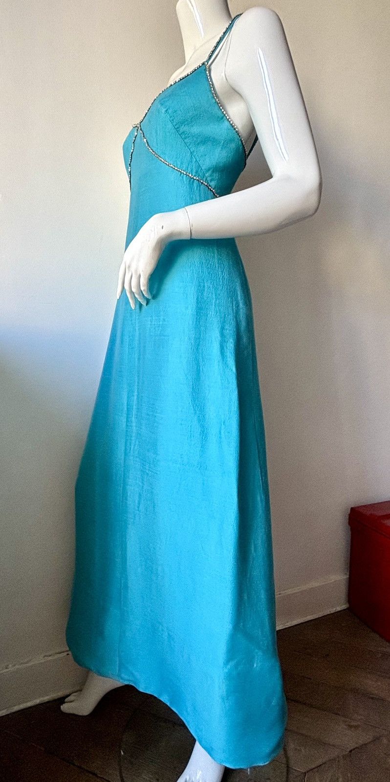 Other Asua blue Vintage Silk dress couture Size S / US 4 / IT 40 - 17 Thumbnail