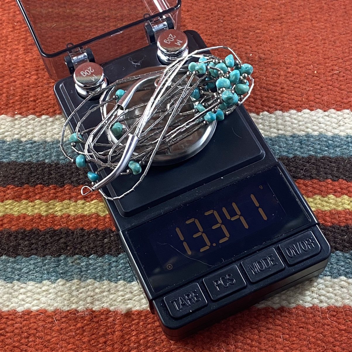 Kapital × Vintage Vtg Navajo Sterling Liquid Silver Turquoise Woven Necklace Size ONE SIZE - 10 Thumbnail