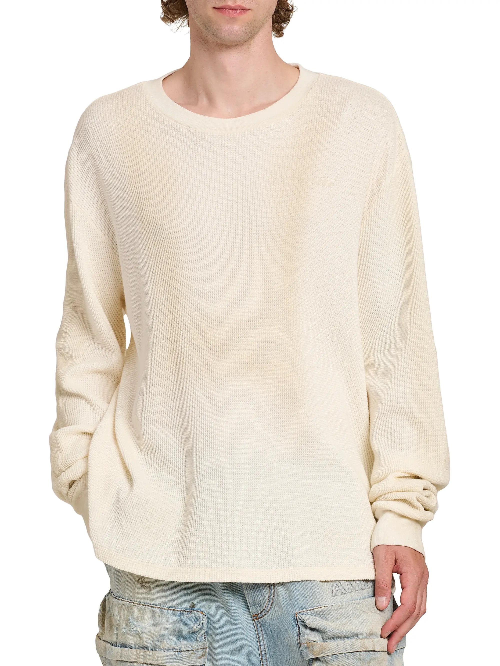Amiri os11x0526 Bones Cotton Waffle-Knit Shirt in Ivory Size US S / EU 44-46 / 1 - 3 Thumbnail