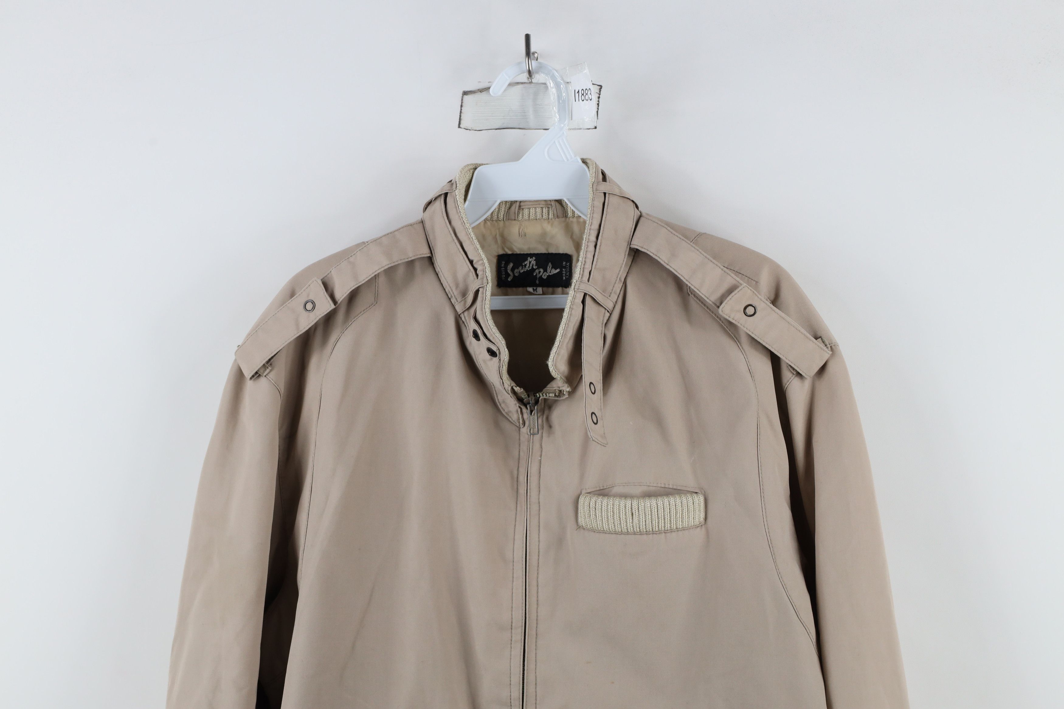 Vintage Vintage 80s 90s Streetwear Racer Bomber Jacket Beige Tan Size US M / EU 48-50 / 2 - 2 Thumbnail