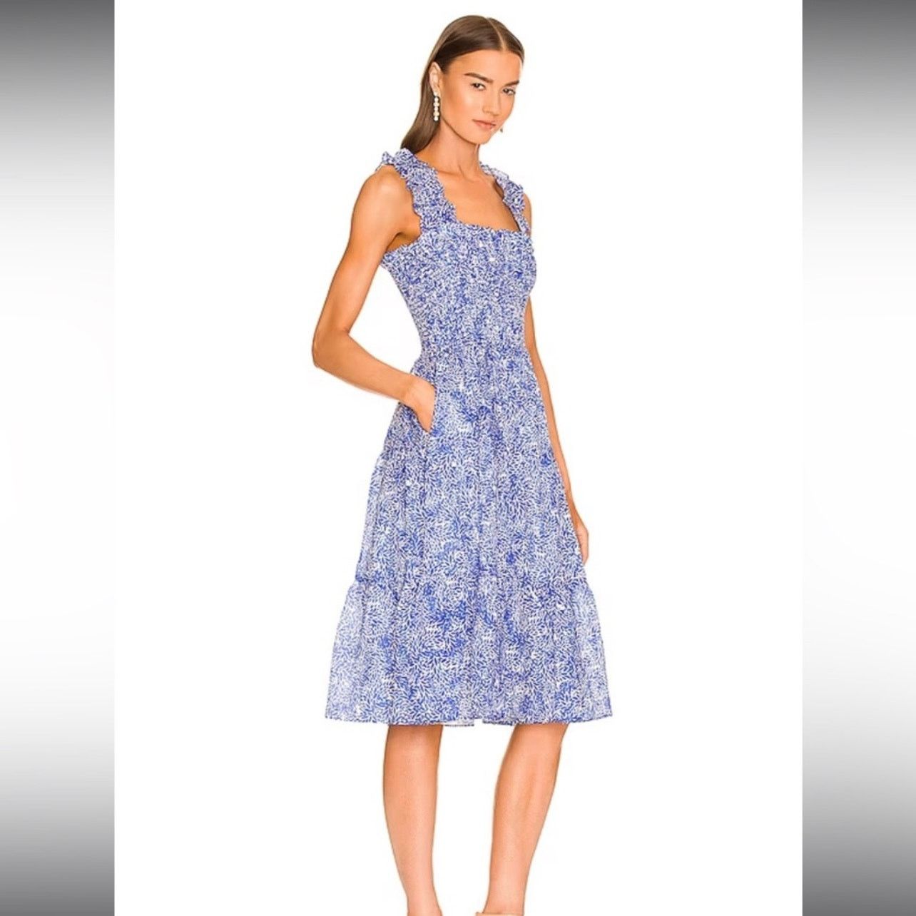 Amanda Uprichard Amanda Uprichard Adelene Midi Dress in Chalet Size S blue Size S / US 4 / IT 40 - 6 Thumbnail