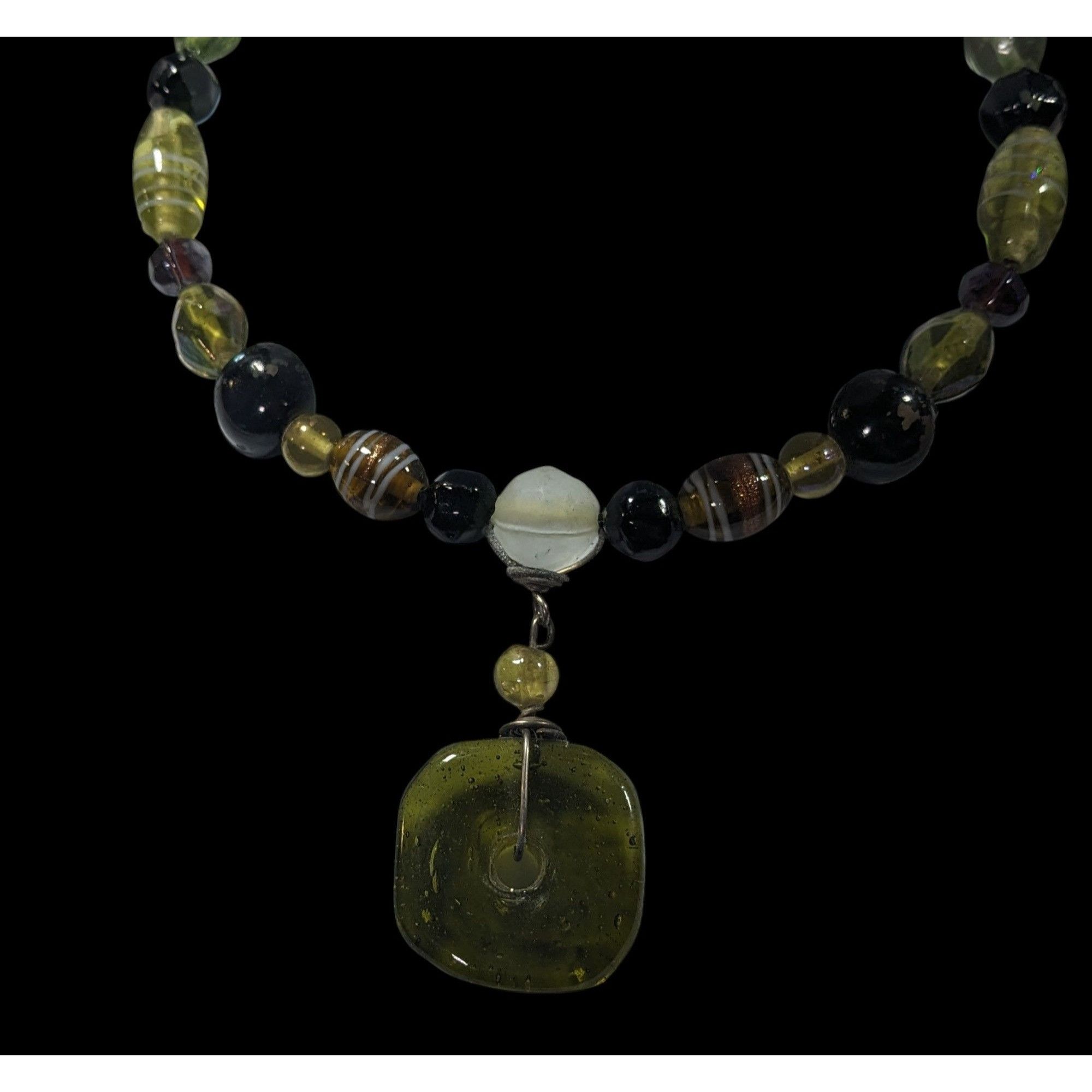 Other Chunky Retro Green Glass Beaded Coil Necklace Size ONE SIZE - 5 Thumbnail