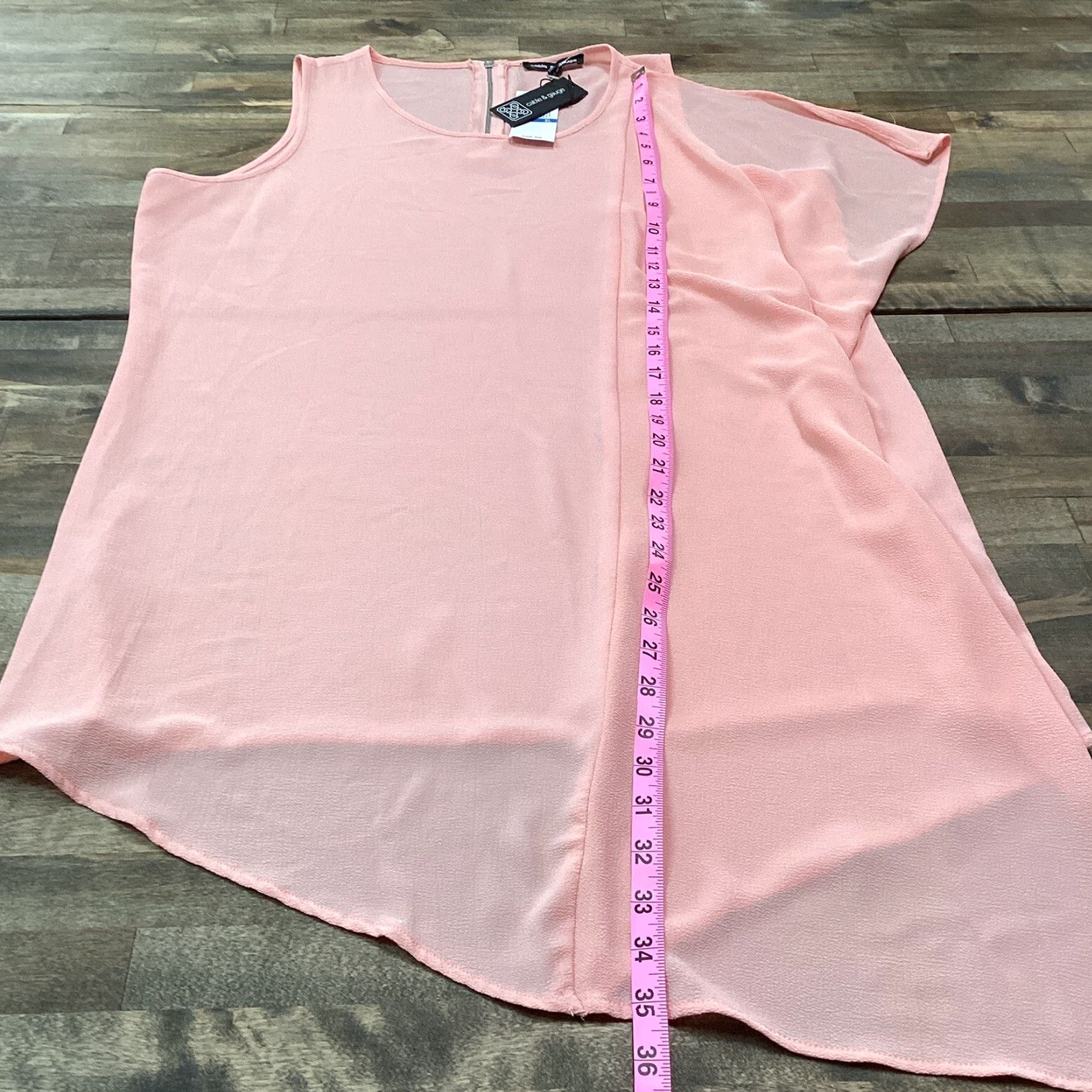 Vintage CABLE & GAUGE Tunic Top Women XL Blossom Pink Sleeveless Ruffle Asymmetric Hem Size XL / US 12-14 / IT 48-50 - 7 Thumbnail