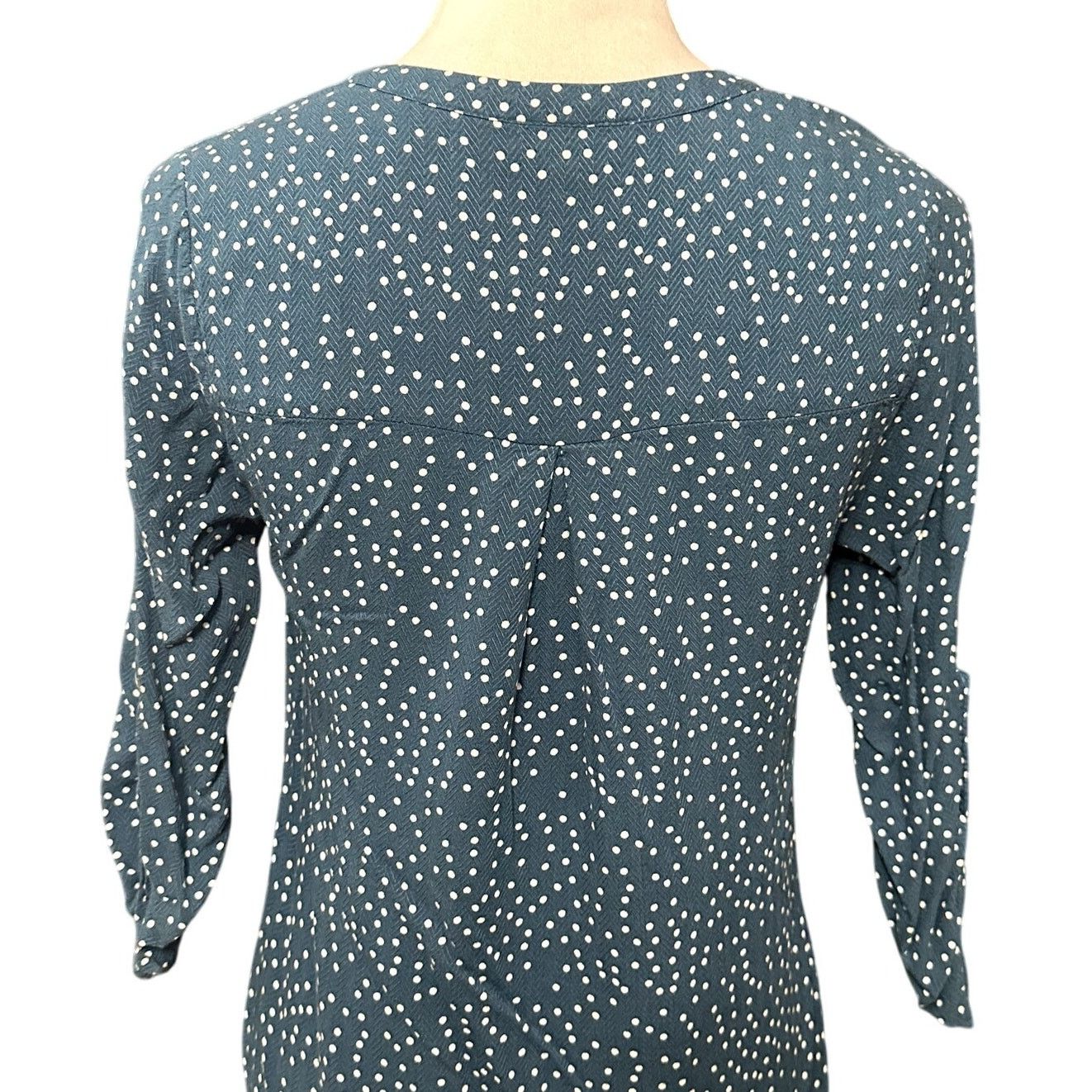 Other Pale Sky Blouse Polka Dot Split Neck Blue/White Women's PS Size S / US 4 / IT 40 - 5 Thumbnail