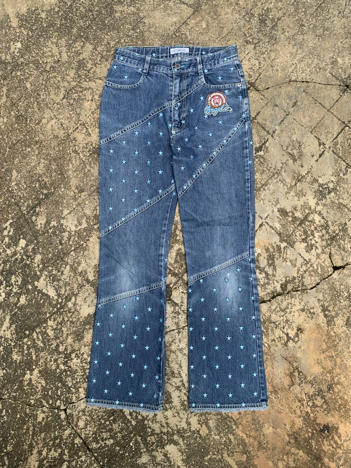Angel Blue × Japanese Brand 2000s Angel Blue Japan Starts Dot Spell Out Embroidery Jeans Size 26" / US 2 / IT 38 - 1 Thumbnail