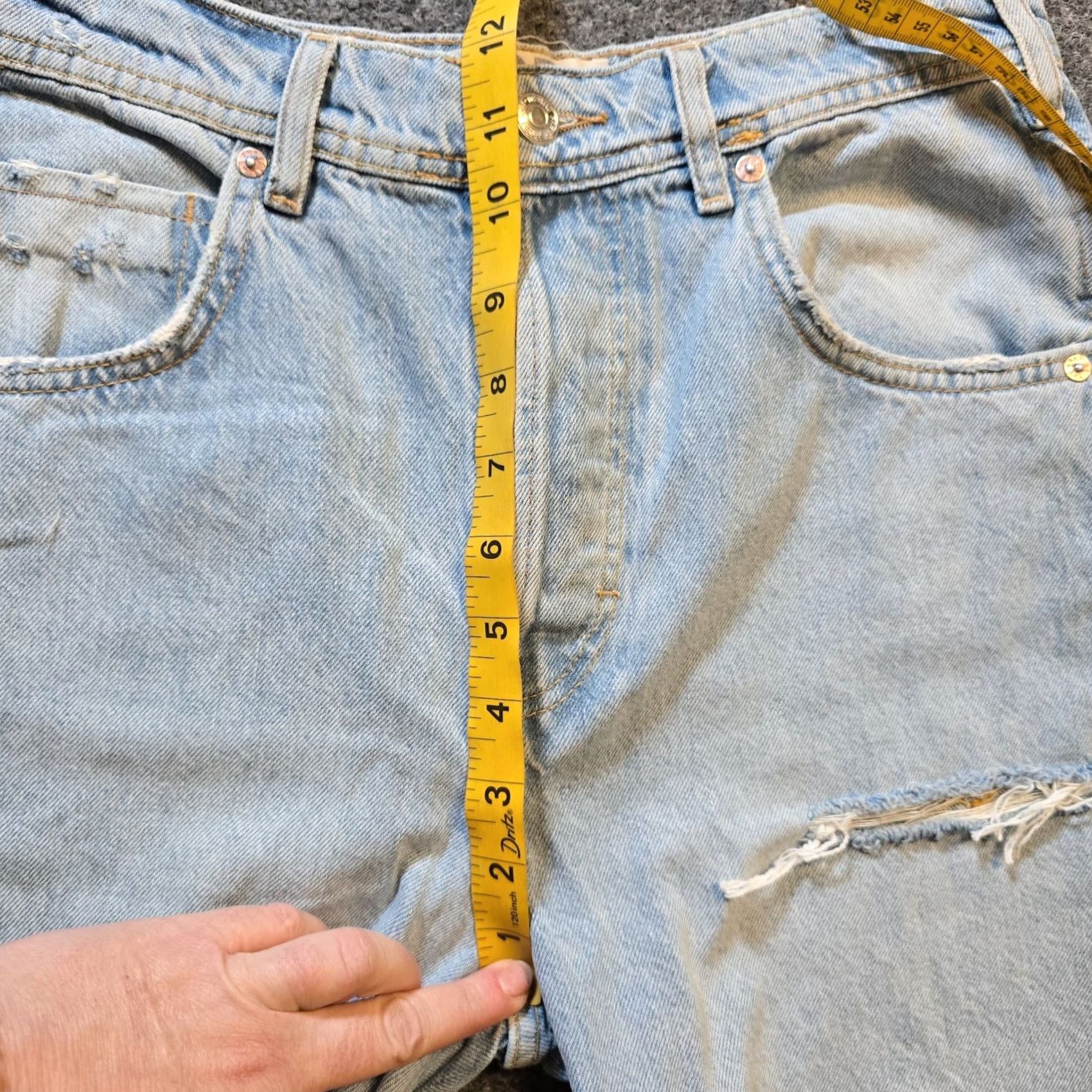 Free People Free People Jeans Womens 25 Blue Wide Leg Button Fly Distressed Raw Hem Casual Bohemian Fall Summer Spring Winter 5-Pocket Mens? Size 42" / US 20 - 7 Thumbnail