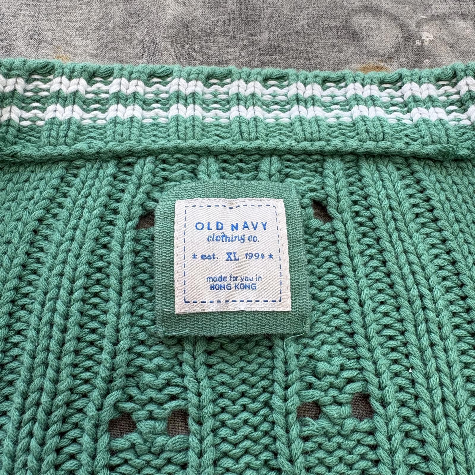 Old Navy Vintage Y2K Old Navy Light Green Cable-Knit Cardigan Sweater Size XL / US 12-14 / IT 48-50 - 3 Thumbnail