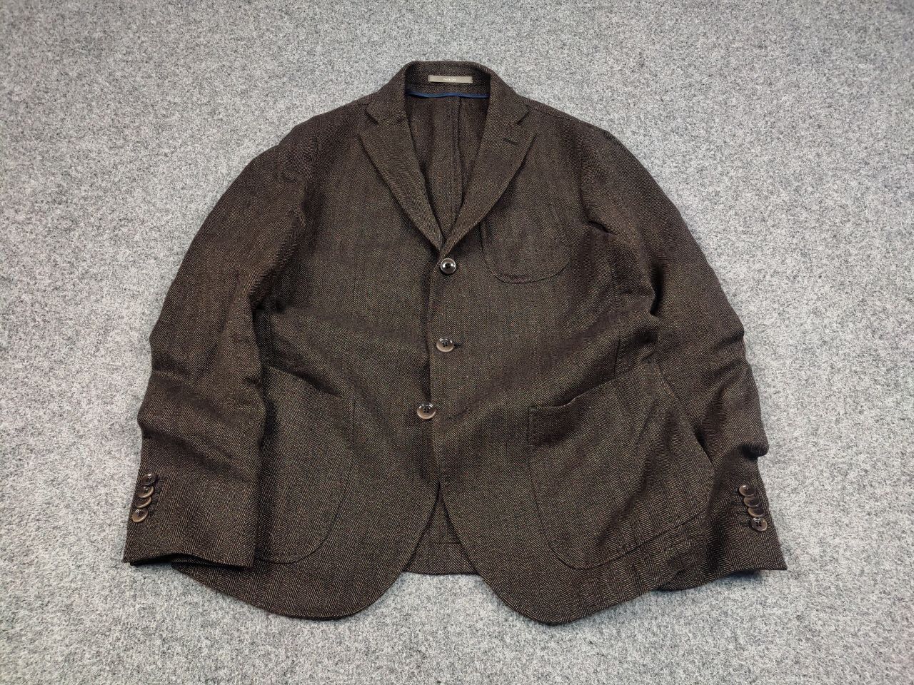 Paoloni Paoloni Design Brown Texture Wool Blend Blazer Jacket Size US M / EU 48-50 / 2 - 2 Thumbnail