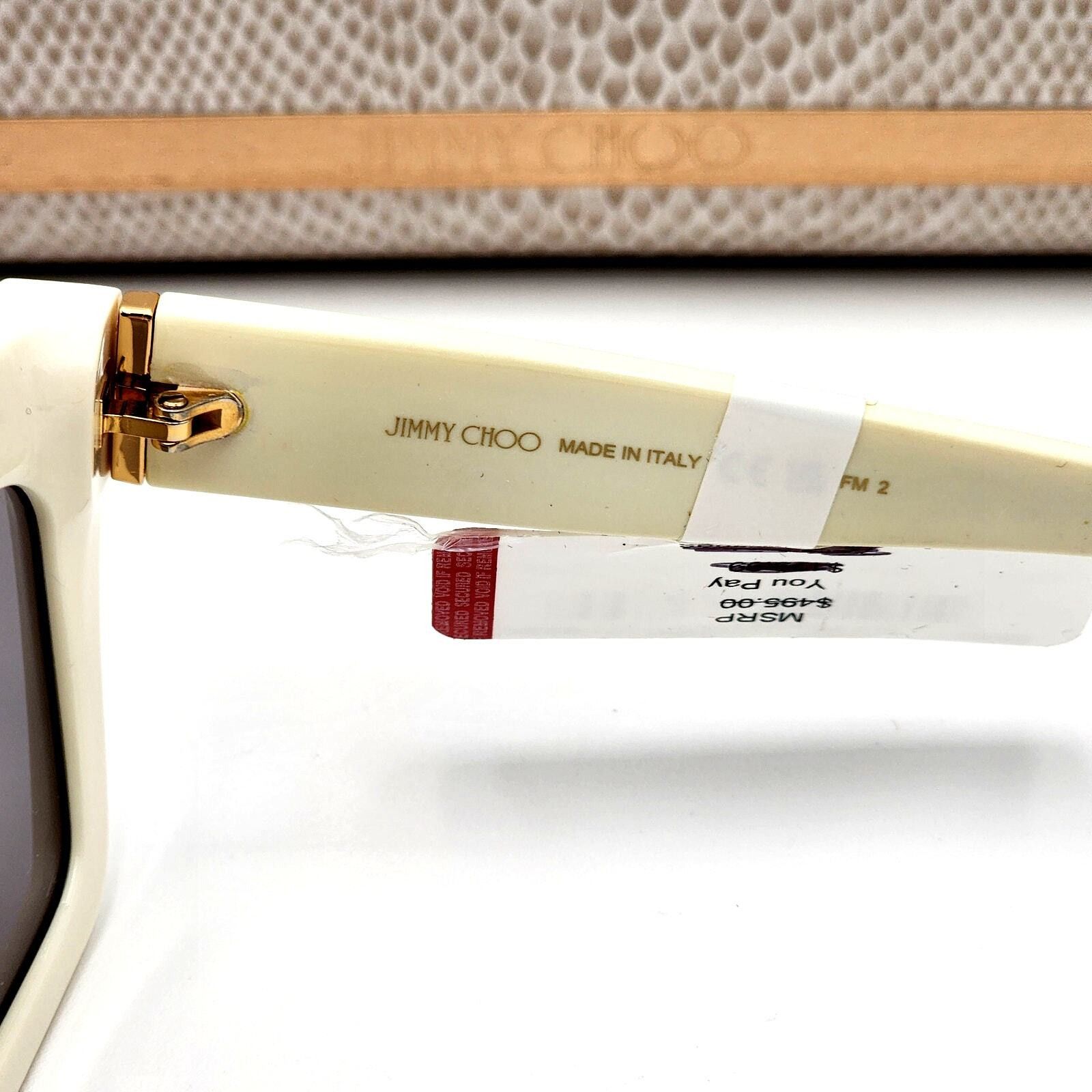 Jimmy Choo Jimmy Choo 51MM Embellished White/Ivory Rectangle Sunglasses Size ONE SIZE - 6 Thumbnail