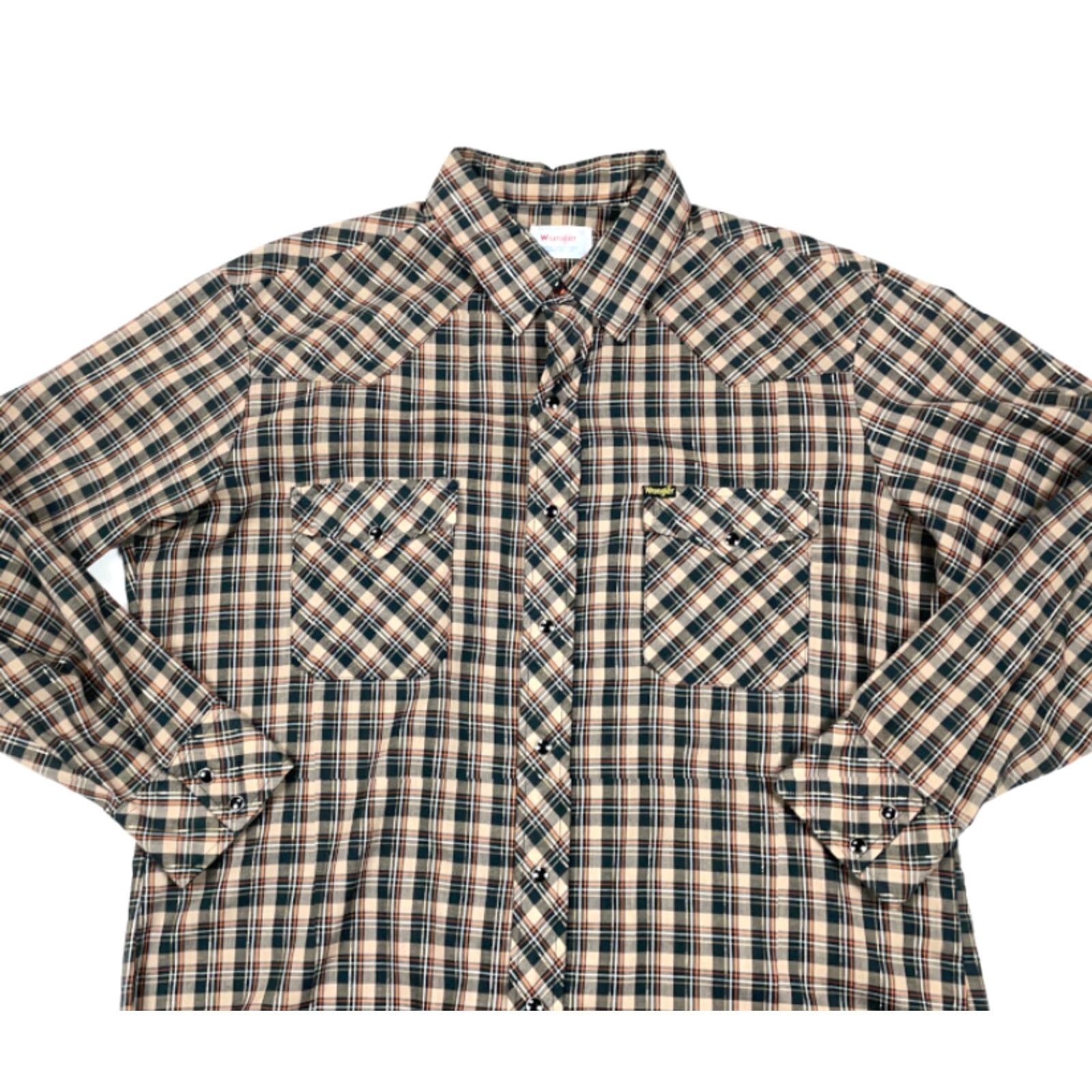 Wrangler VINTAGE Wrangler Brown Plaid Western Shirt Adult XL Lightweight Cotton Made in USA Rockabilly Mens Size US XL / EU 56 / 4 - 3 Thumbnail