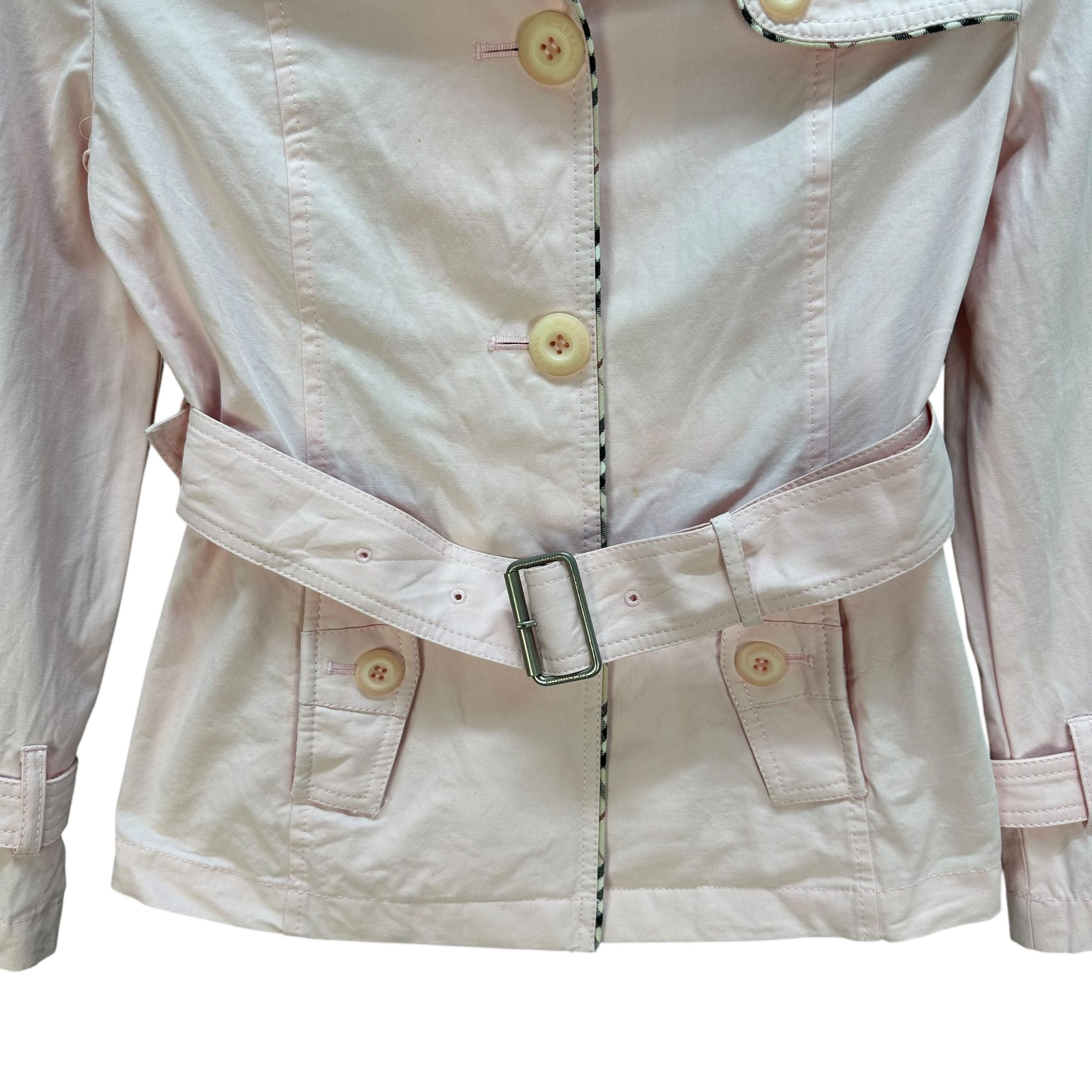 Burberry BURBERRY LONDON Pink Belted Crop Jacket #A65-1560 Size XXS / US 00 / IT 34 - 3 Thumbnail