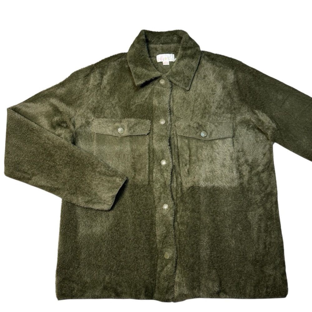 Other New Belle by Kim Gravel Fuzzy Olive Fuzzy Shirt Jacket Shac Size S / US 4 / IT 40 - 3 Thumbnail