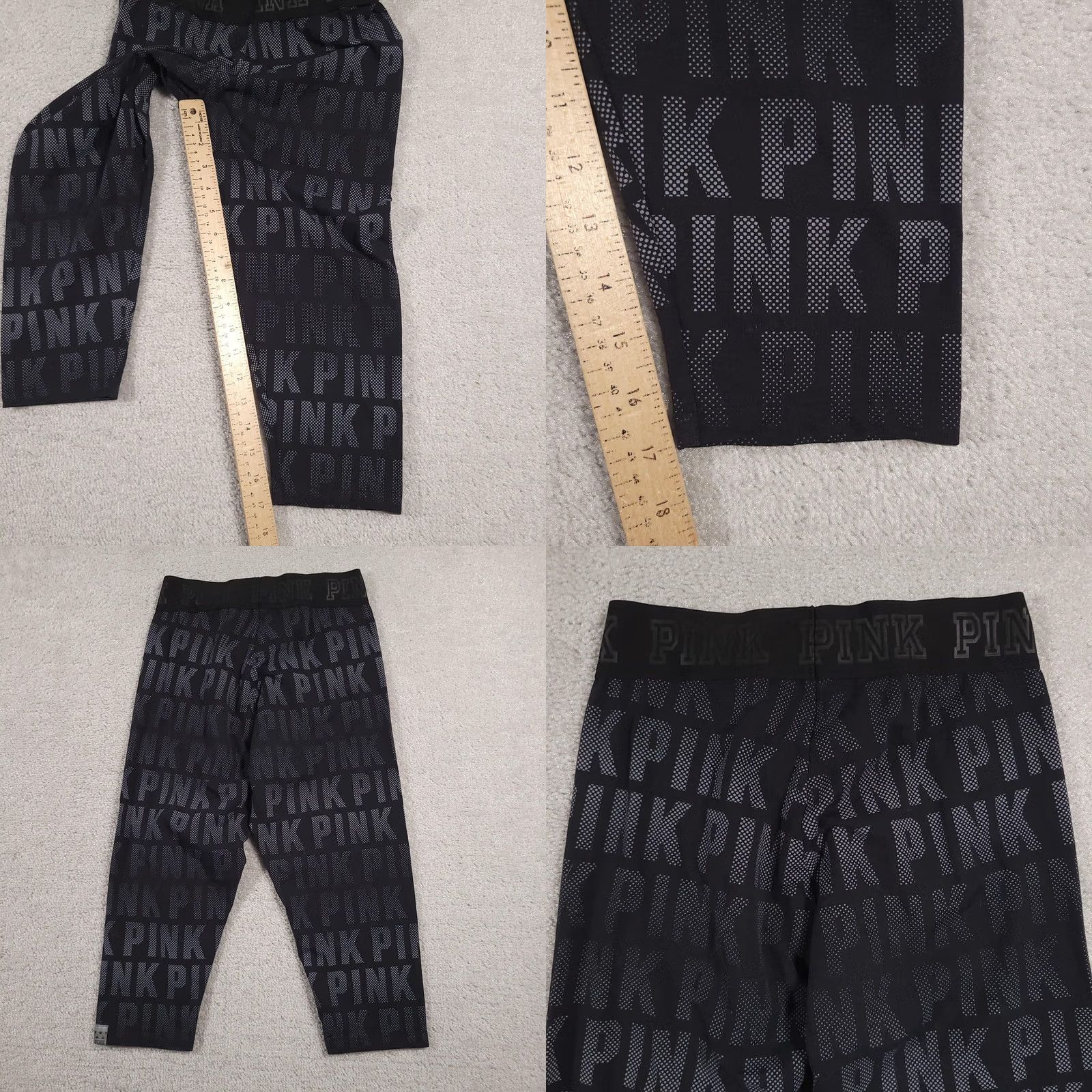 Pinko PINK Ultimate Leggings Womens Small Black Logo Print High Rise Gym & Yoga Cropped Knit Size 28" / US 6 / IT 42 - 8 Thumbnail