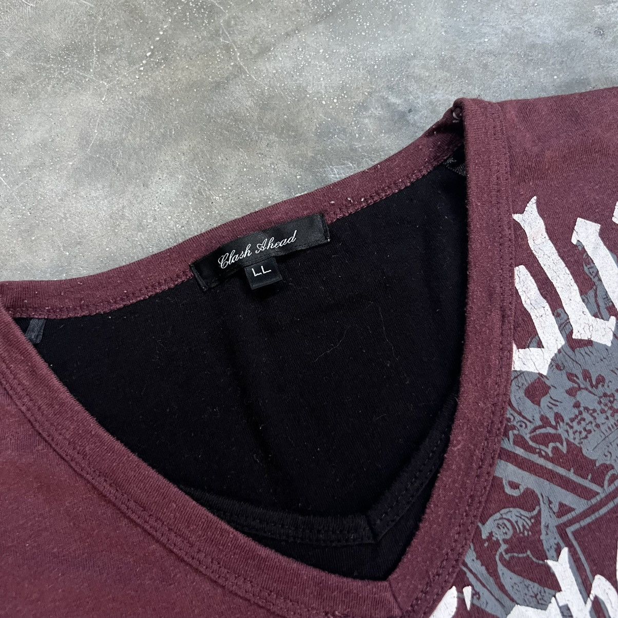 If Six Was Nine 2000s Clash A head Vkei Style Double Layer Poem V neck Shirt Size US L / EU 52-54 / 3 - 4 Thumbnail