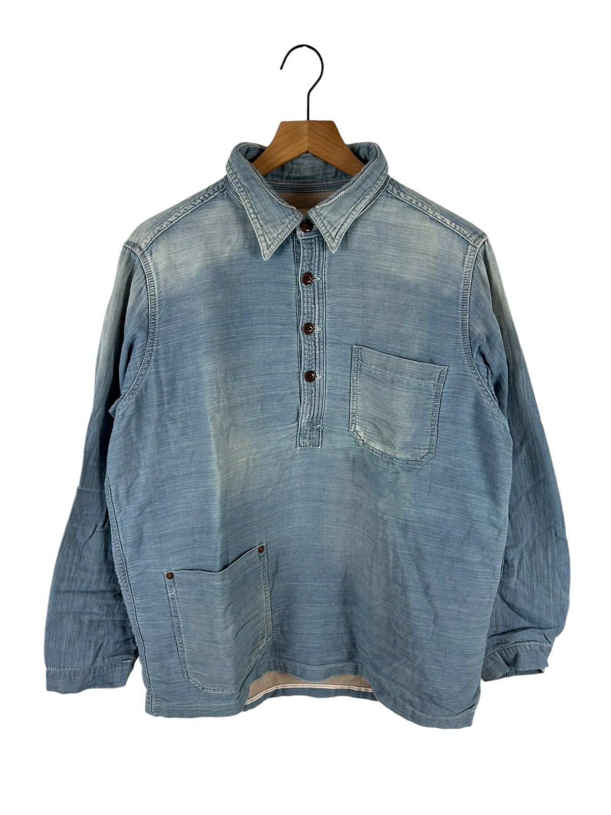 Japanese Brand 68&Brothers Indigo Vintage Wash Shirt Size US L / EU 52-54 / 3 - 1 Thumbnail
