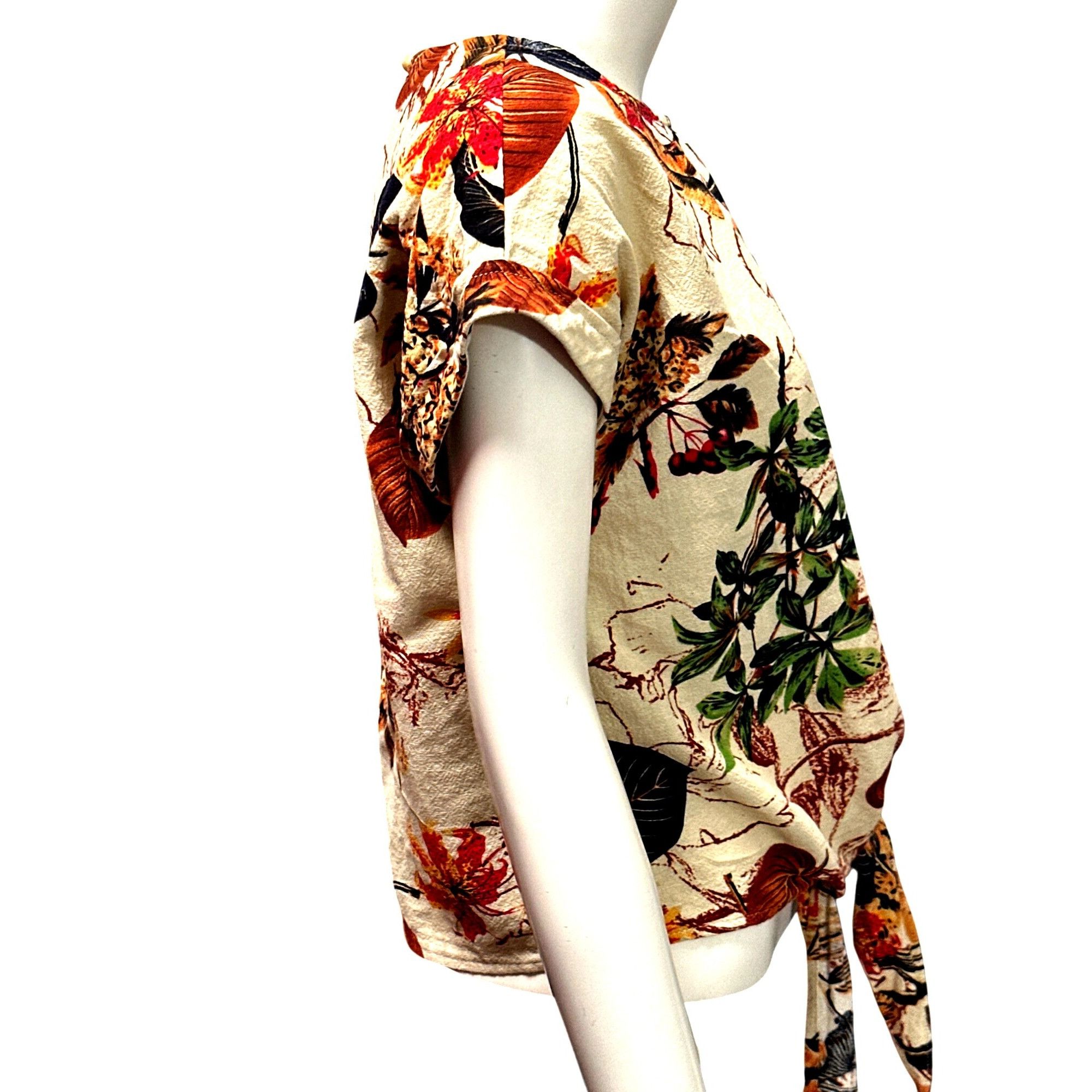 Other CCC Vintage Inspired Cotton Floral Tie Front Crop Top Leafy Size S / US 4 / IT 40 - 4 Thumbnail