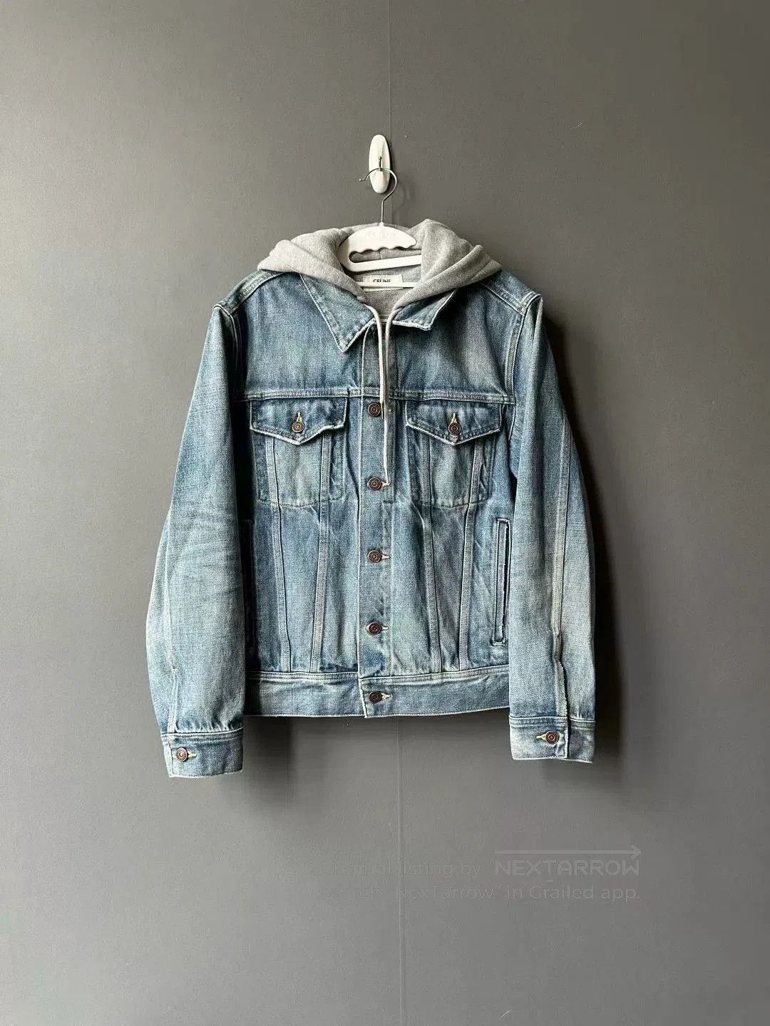 Celine gray logo denim jacket with hood. Size US S / EU 44-46 / 1 - 2 Thumbnail