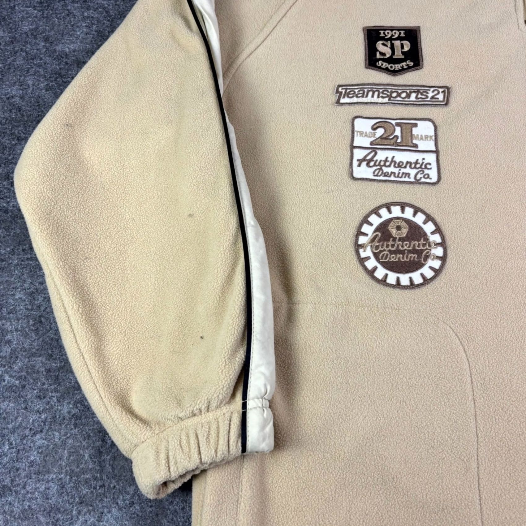 Southpole Southpole Mens Quarter Zip Fleece Pullover Tan Vintage Patches Large RN82628 Size US L / EU 52-54 / 3 - 7 Thumbnail
