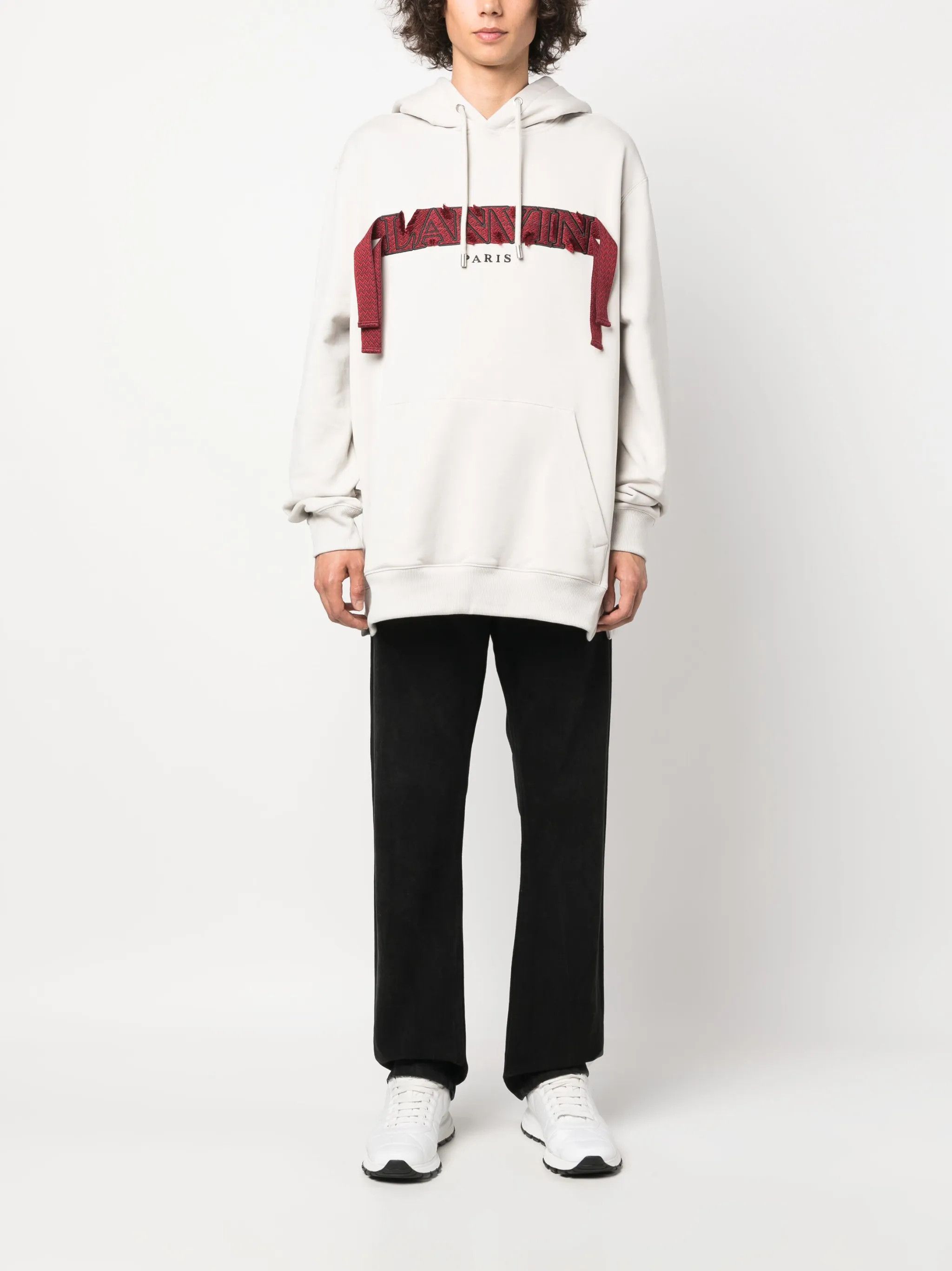 Lanvin o1y0225 Embroidered Logo Hoodie in Light Grey Size US S / EU 44-46 / 1 - 5 Thumbnail