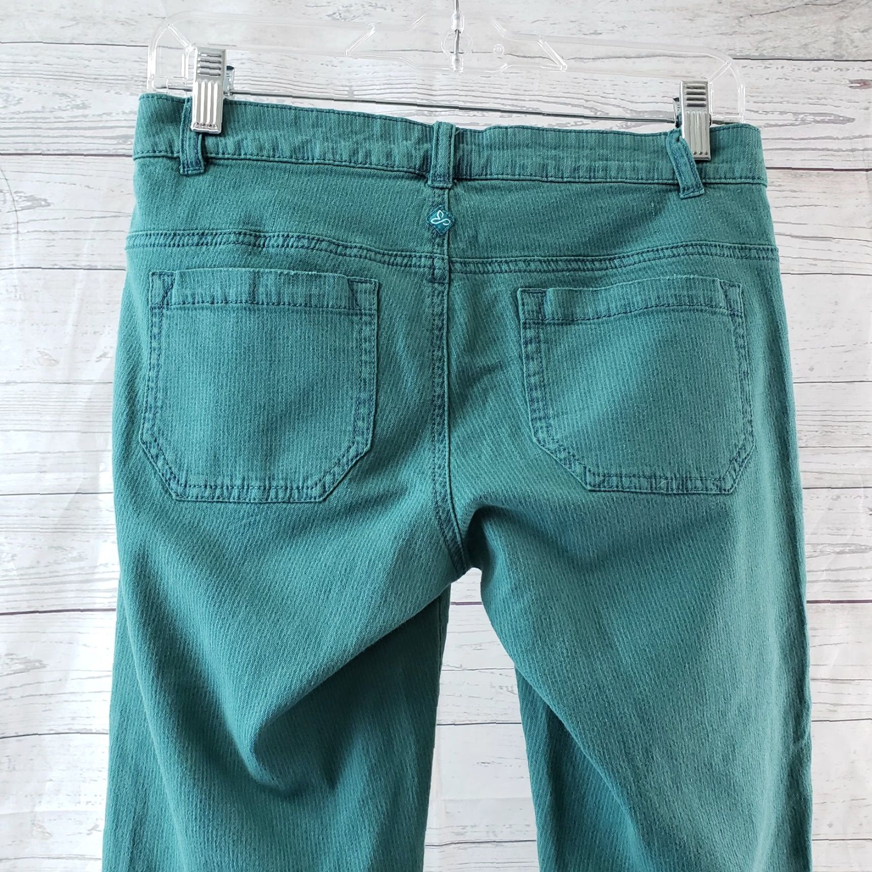 Prana Prana Womens Skinny Jeans Sz 2 Green Teal Stripes Low Rise Cotton Blend Jeans Size 26" / US 2 / IT 38 - 4 Thumbnail
