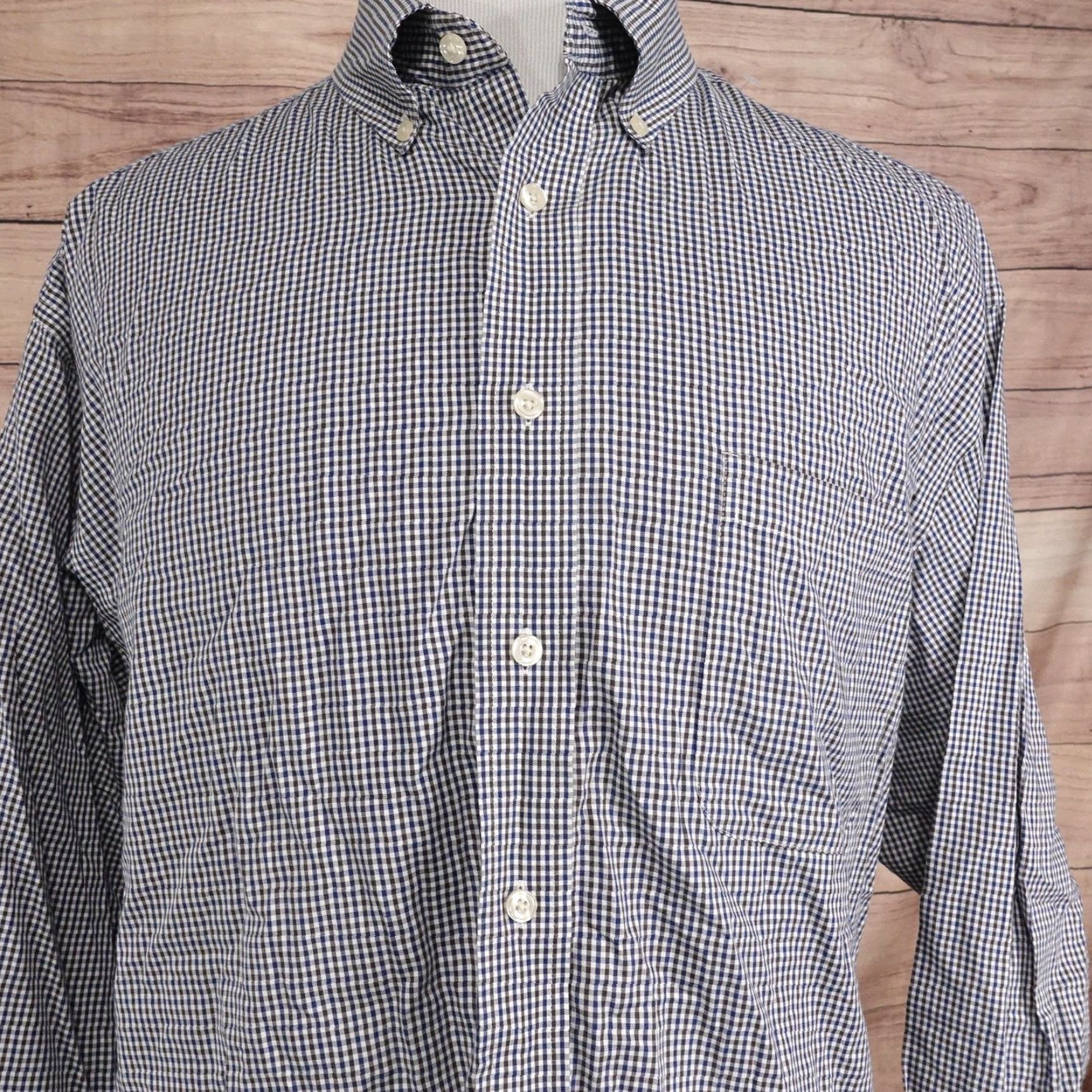 Roundtree & Yorke Roundtree & Yorke Shirt Big 2X Blue Check Long Sleeve Button-Up Regular Fit Mens Size US XXL / EU 58 / 5 - 2 Thumbnail