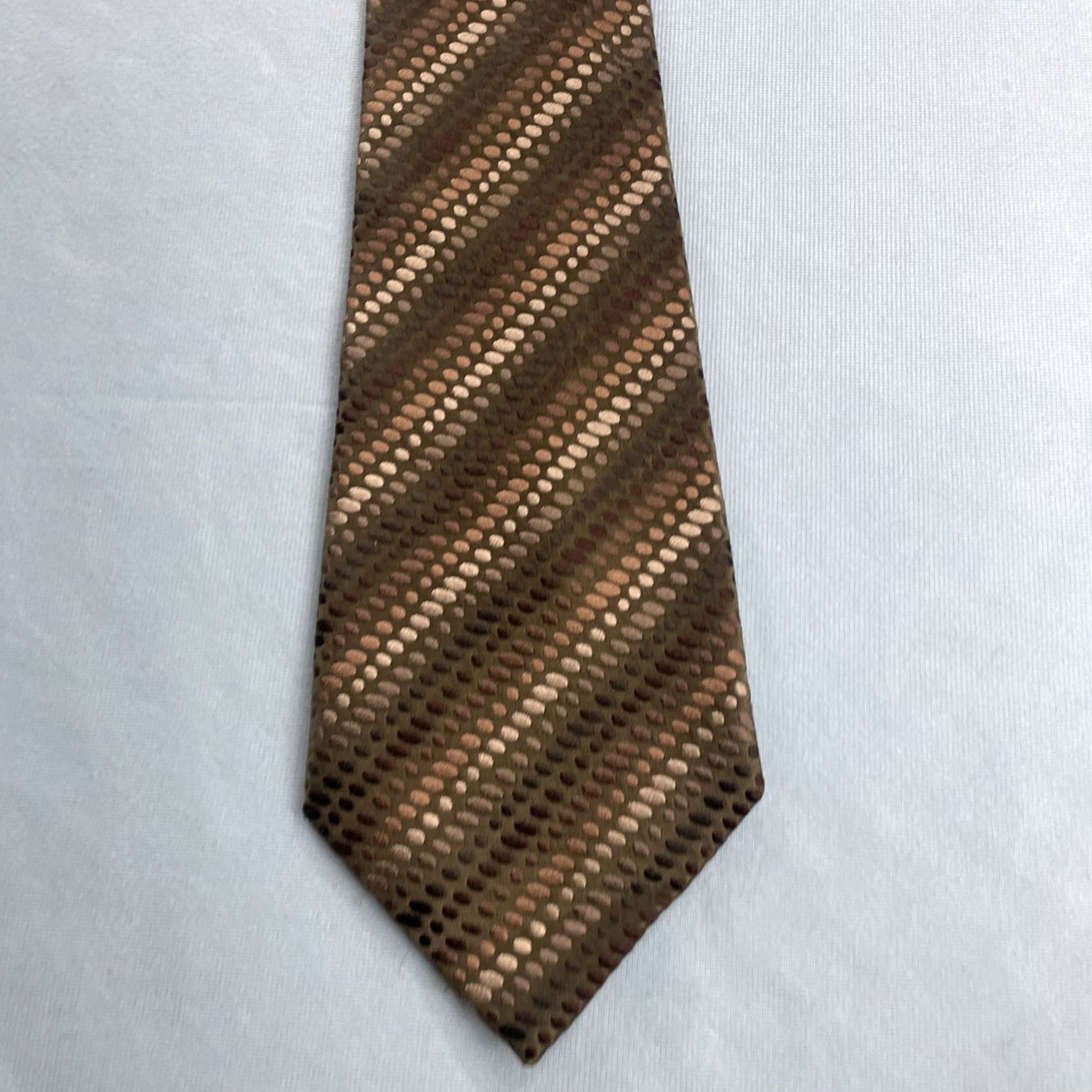Dockers VINTAGE Dockers Necktie Silk Woven Stripe Dots Navy Green Brown 57"-60" 4x60 Men Tie Dupont Teflon Capsule Executive Handcrafted Size ONE SIZE - 3 Thumbnail