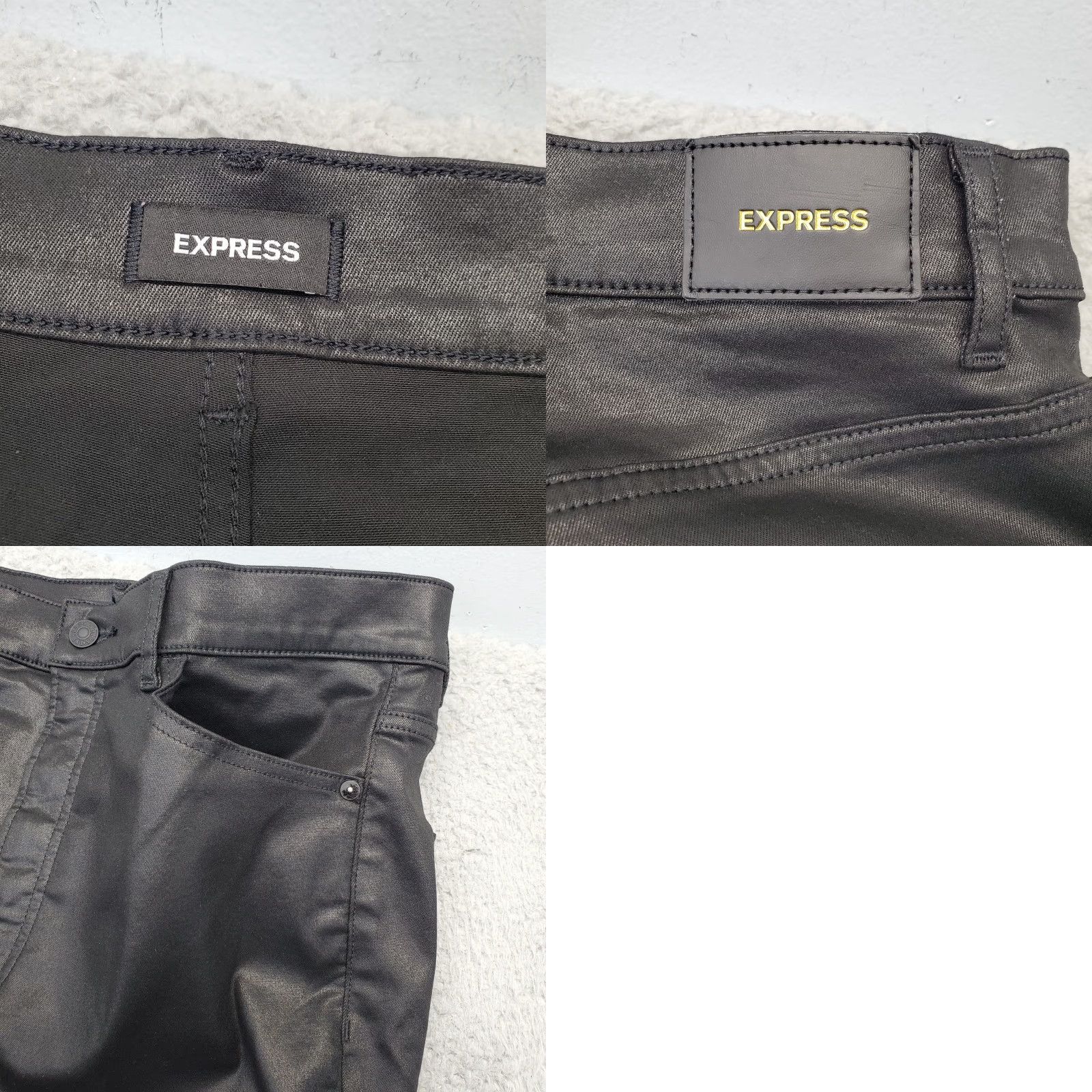 Express Express Pants Womens 12R Black Shimmer Flat Front Stretch High Waist Flare Leg Pants Size 34" / US 12 / IT 48 - 8 Thumbnail