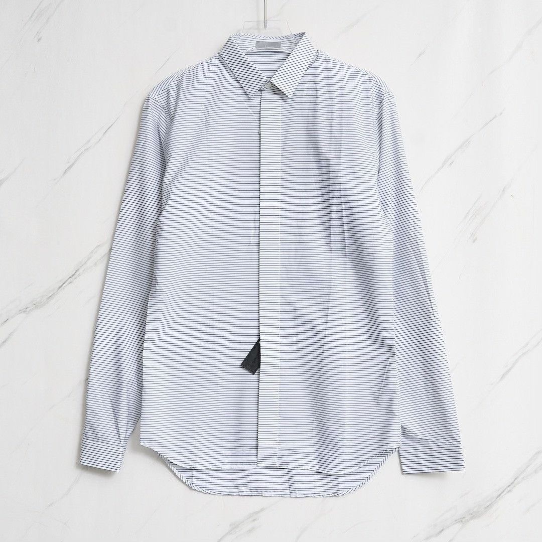 Dior Dior Men's Blue White Striped Shirt Size US S / EU 44-46 / 1 - 1 Thumbnail
